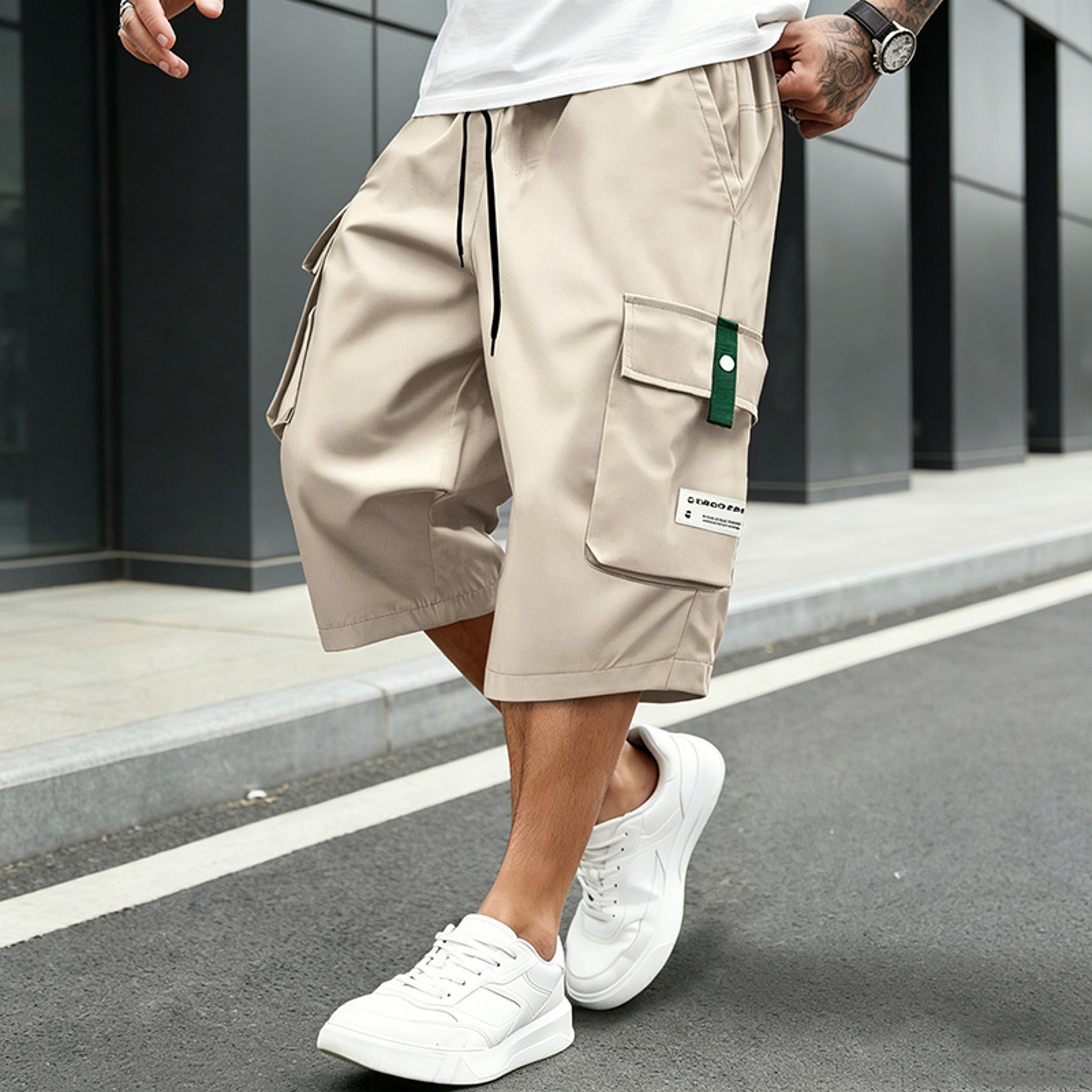 men's cargo shorts with multi pockets elastic drawstring waist for outdoor, beach & everyday wear