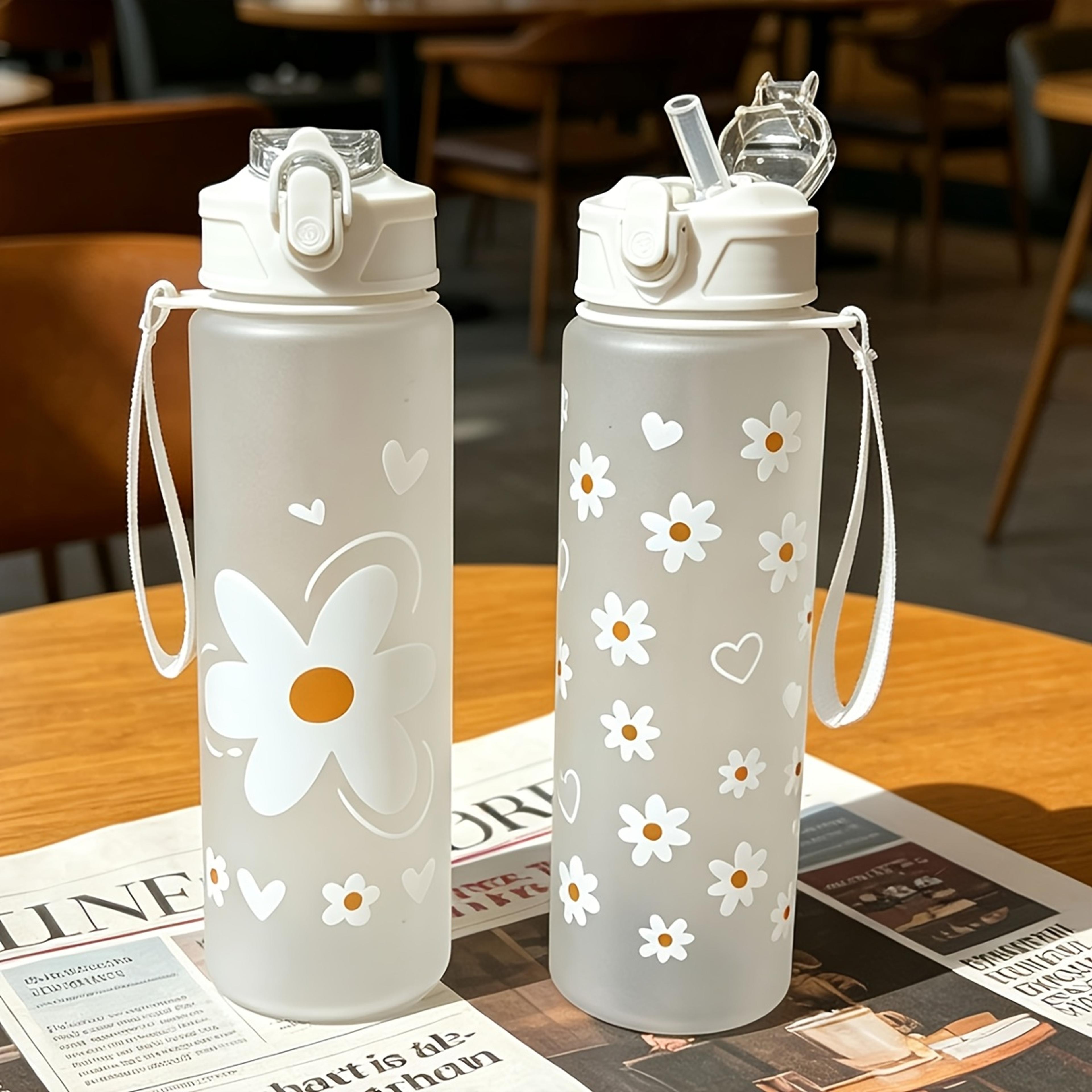 daisy straw water bottle for travel, camping & everyday hydrations