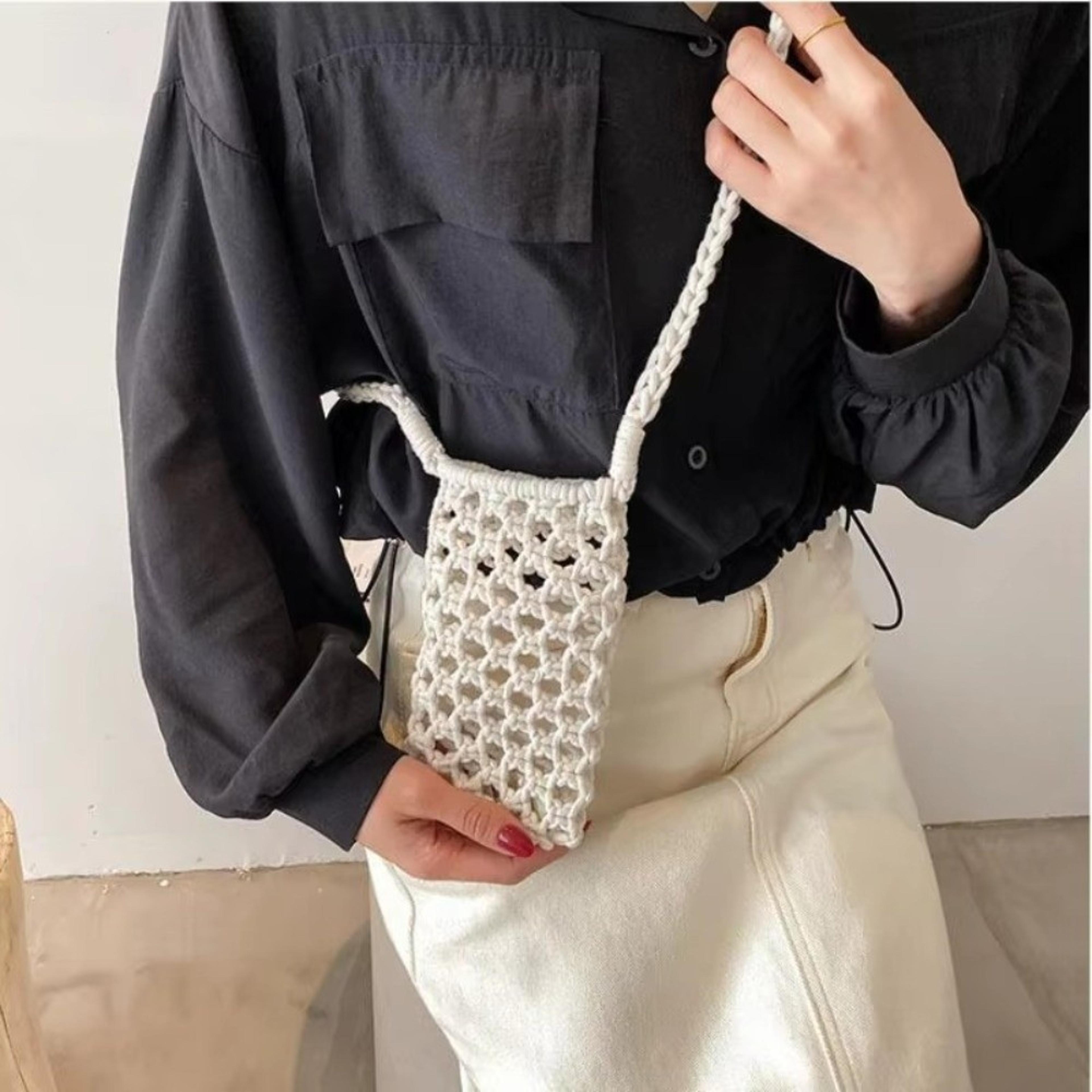 handmade crochet crossbody bag lightweight woven phone purse for women