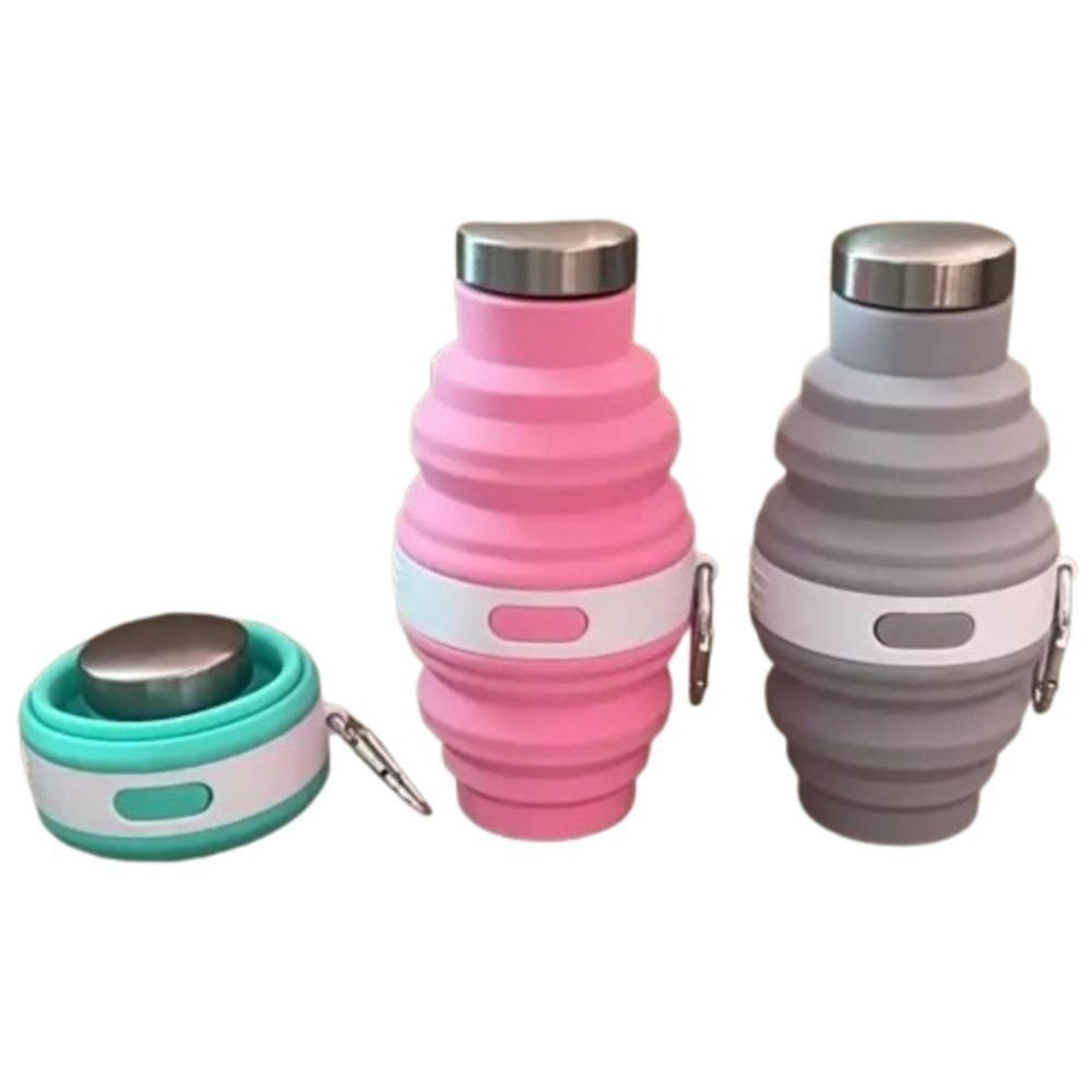 collapsible water bottle bpa free silicone travel bottle with carabiner for hiking & everyday use