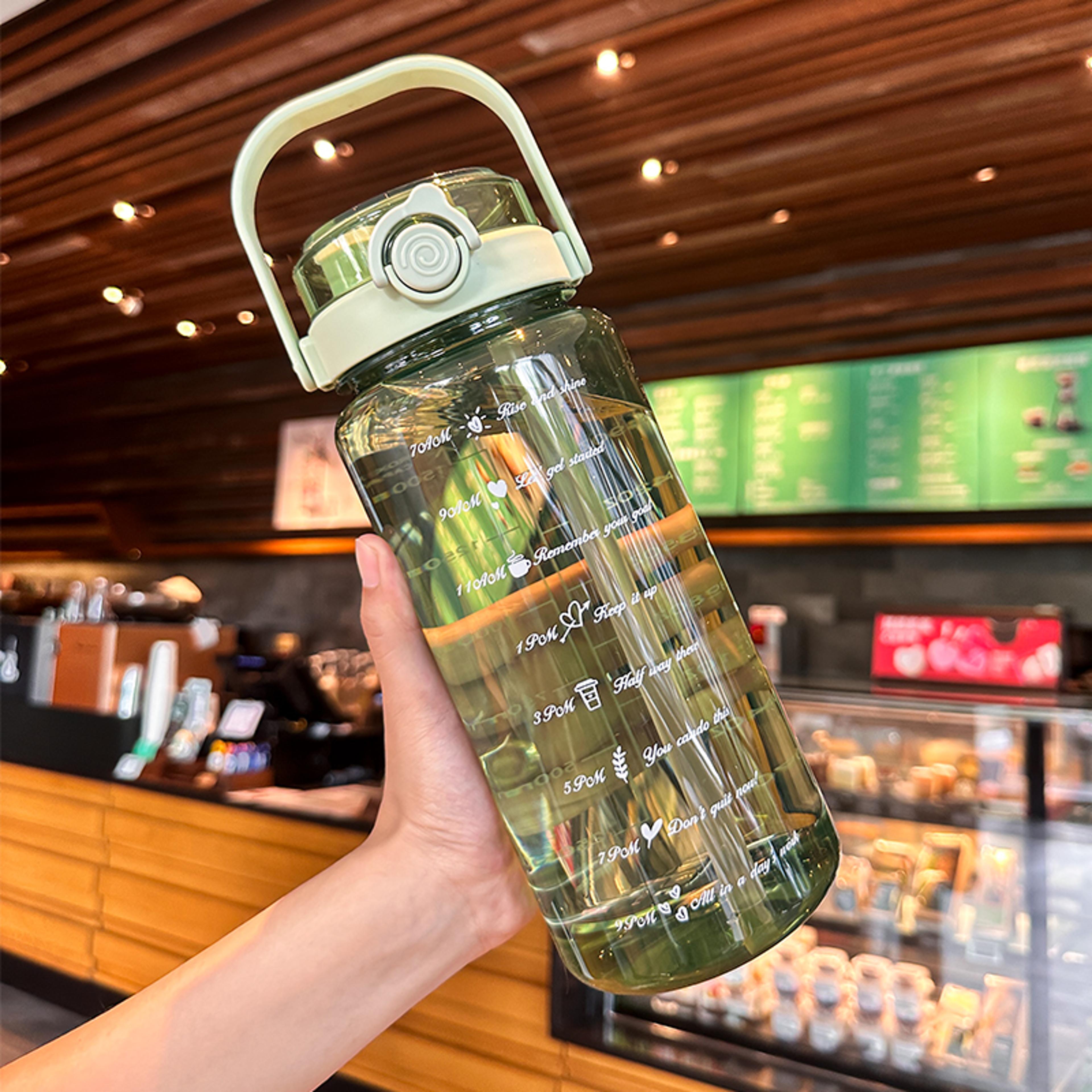 sports water bottle with dual drink lid & straw large capacity leakproof water bottle