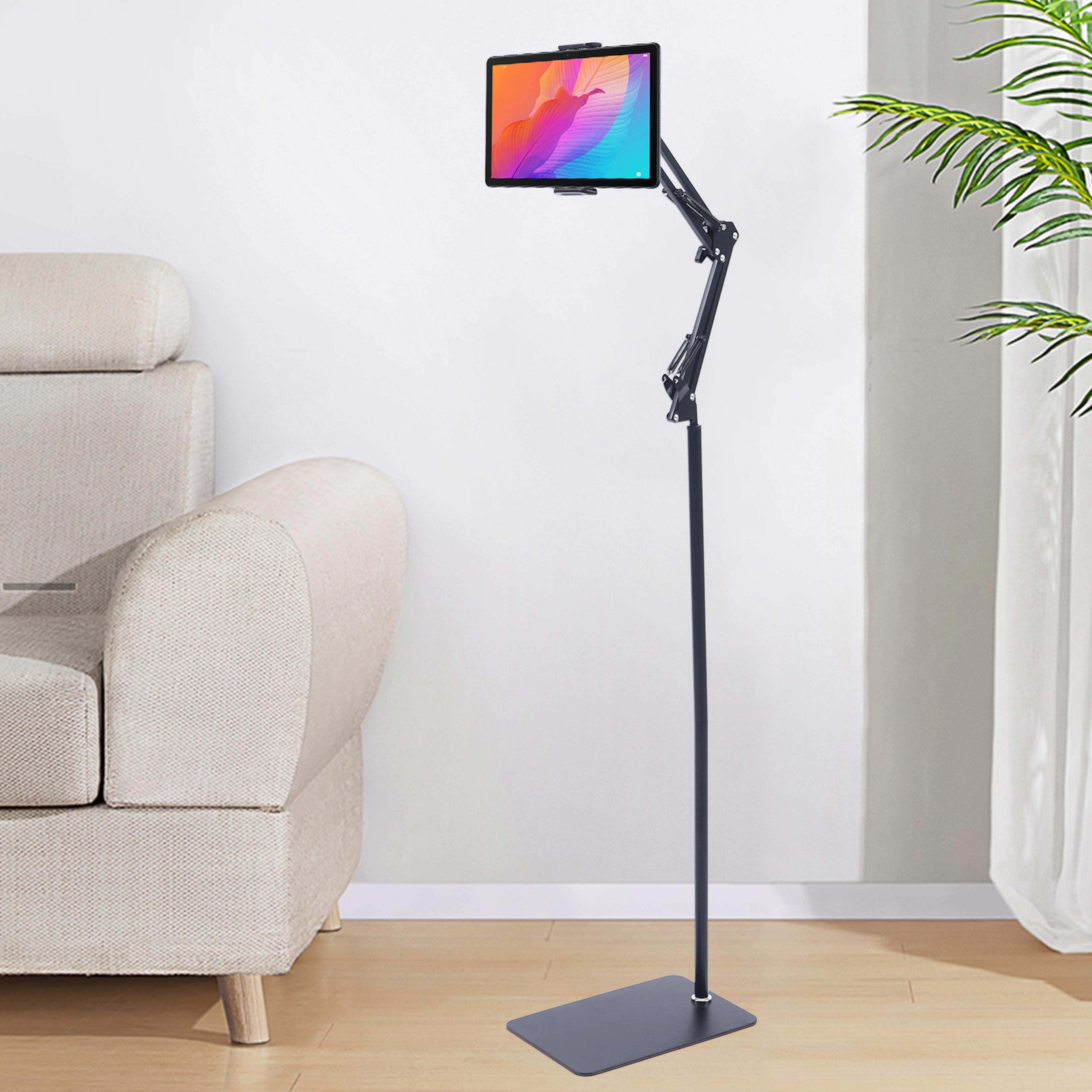 adjustable tablet floor stand with swivel universal phone & tablet holder