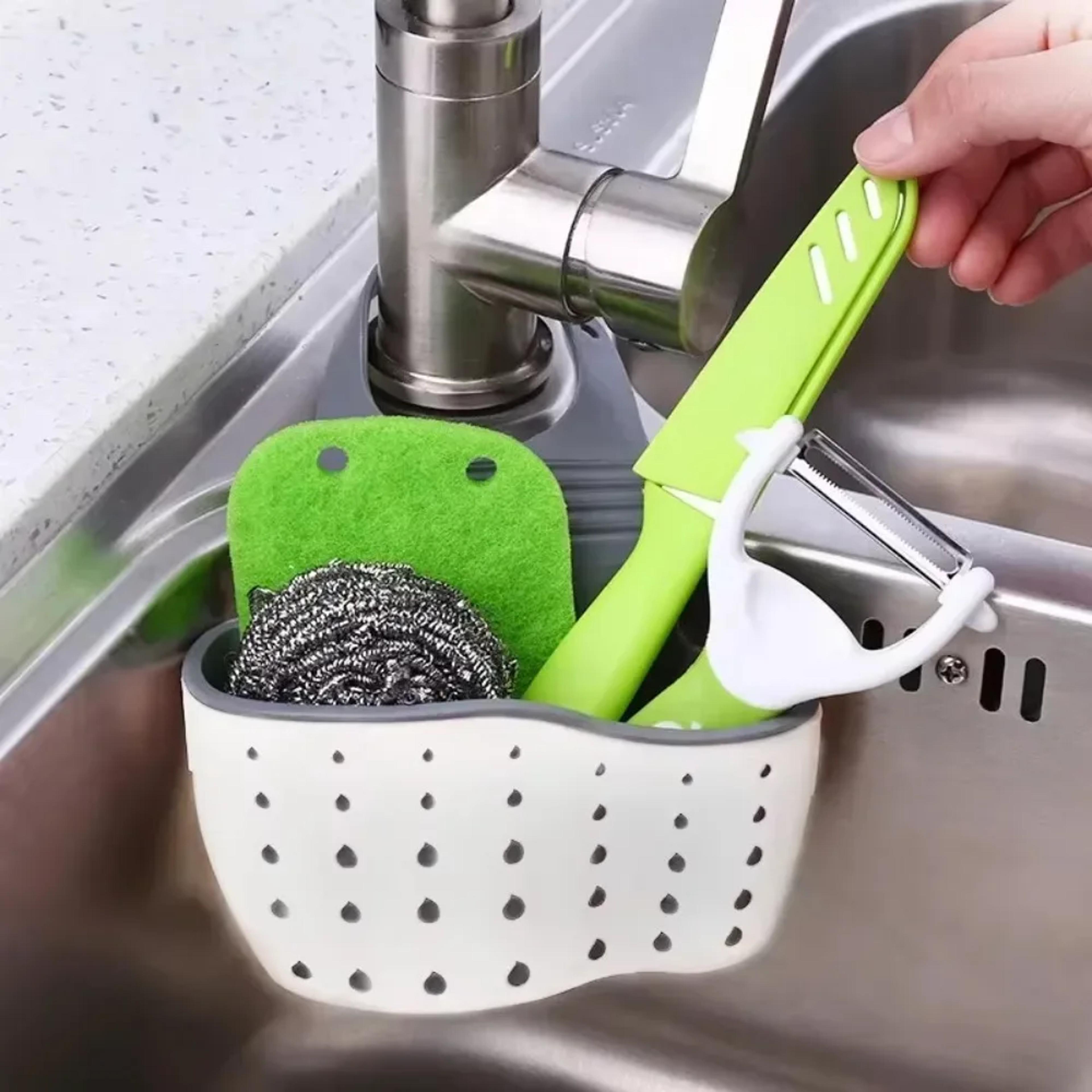 adjustable sink organizer kitchen sink caddy sponge holder basket for faucet storage