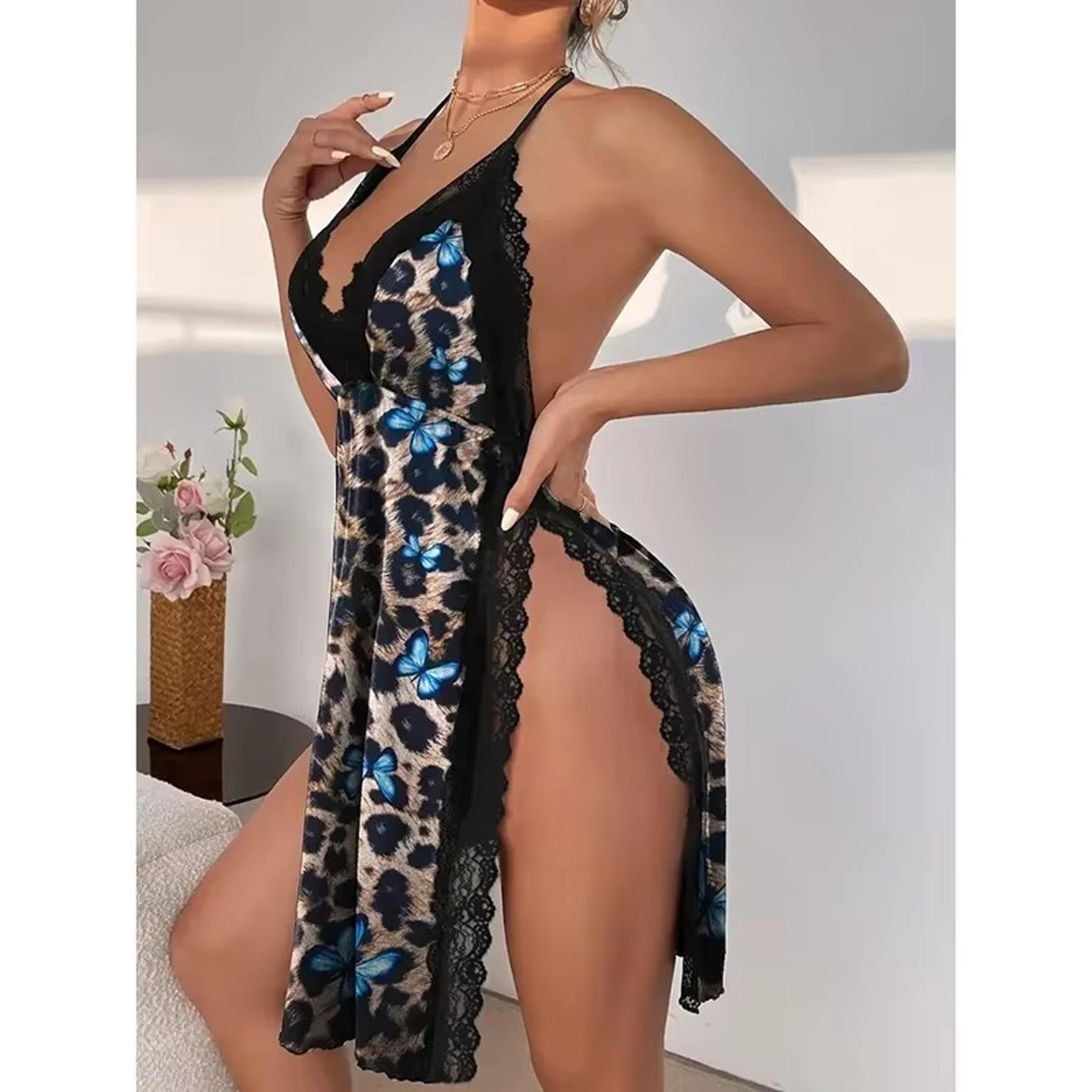 plus size nightgown for women soft lounge sleep dress with elegant side slit