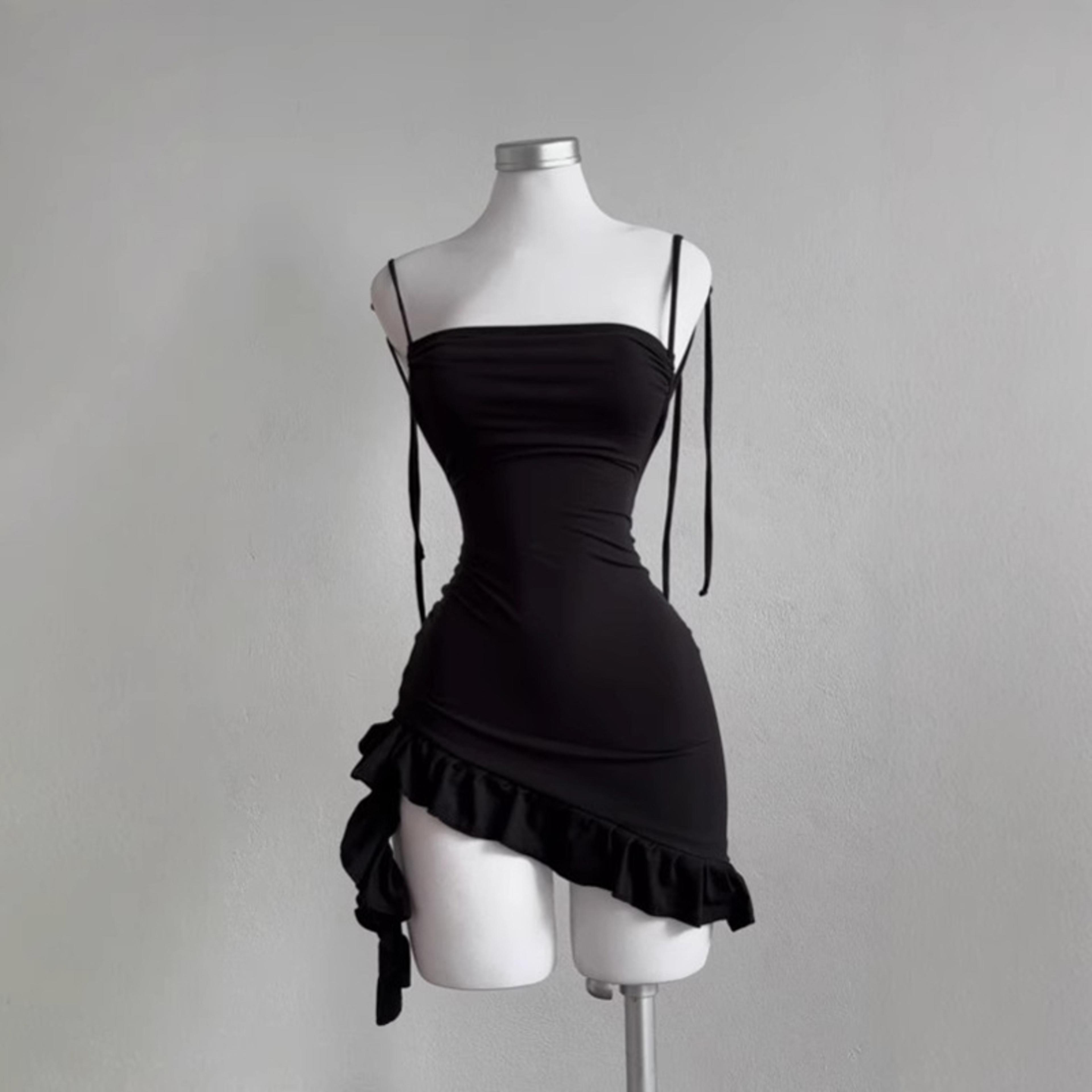 midnight allure backless mini dress for women lace up bodycon dress for parties & summer night