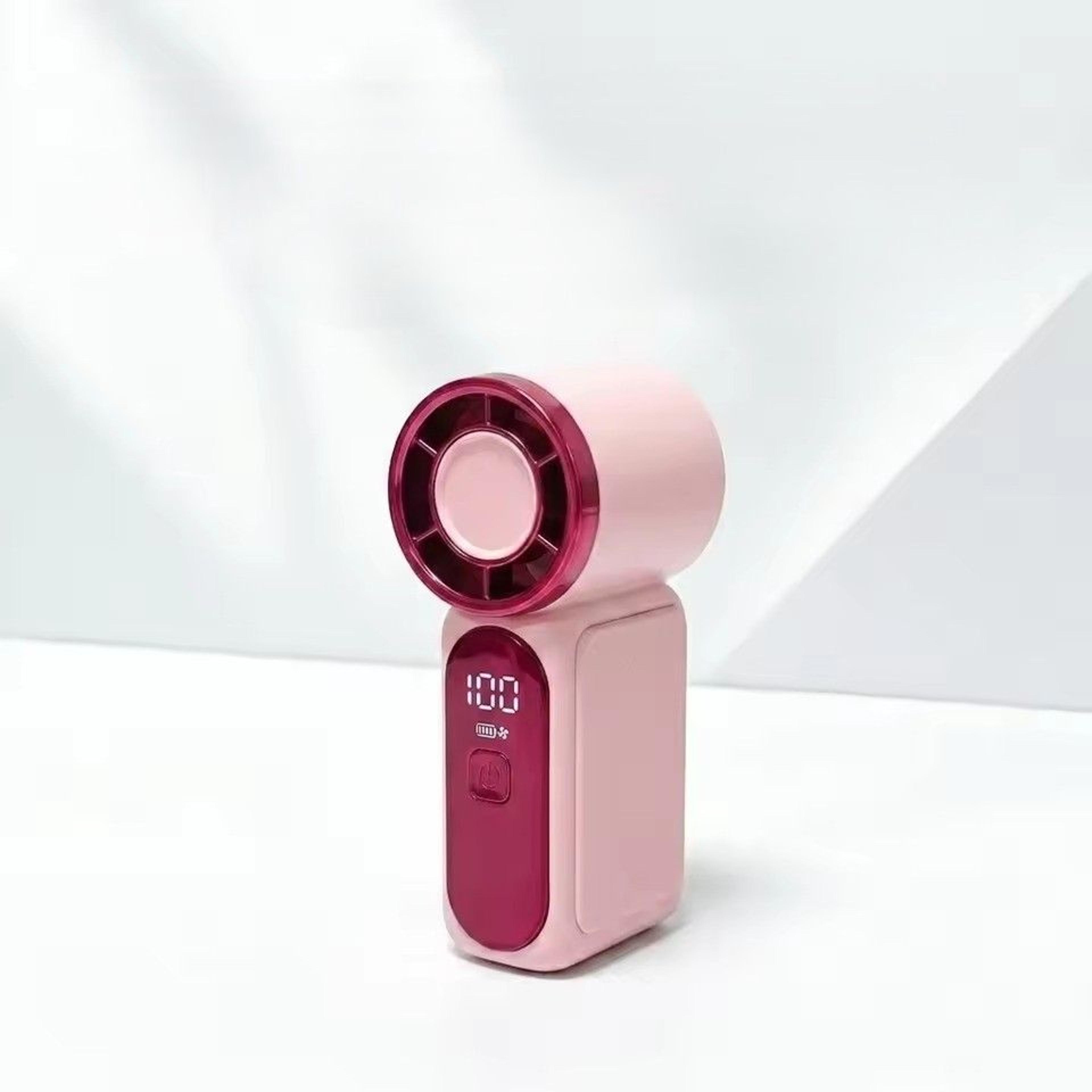 portable handheld fan with led display, speeds & usb rechargeable travel cooling fan