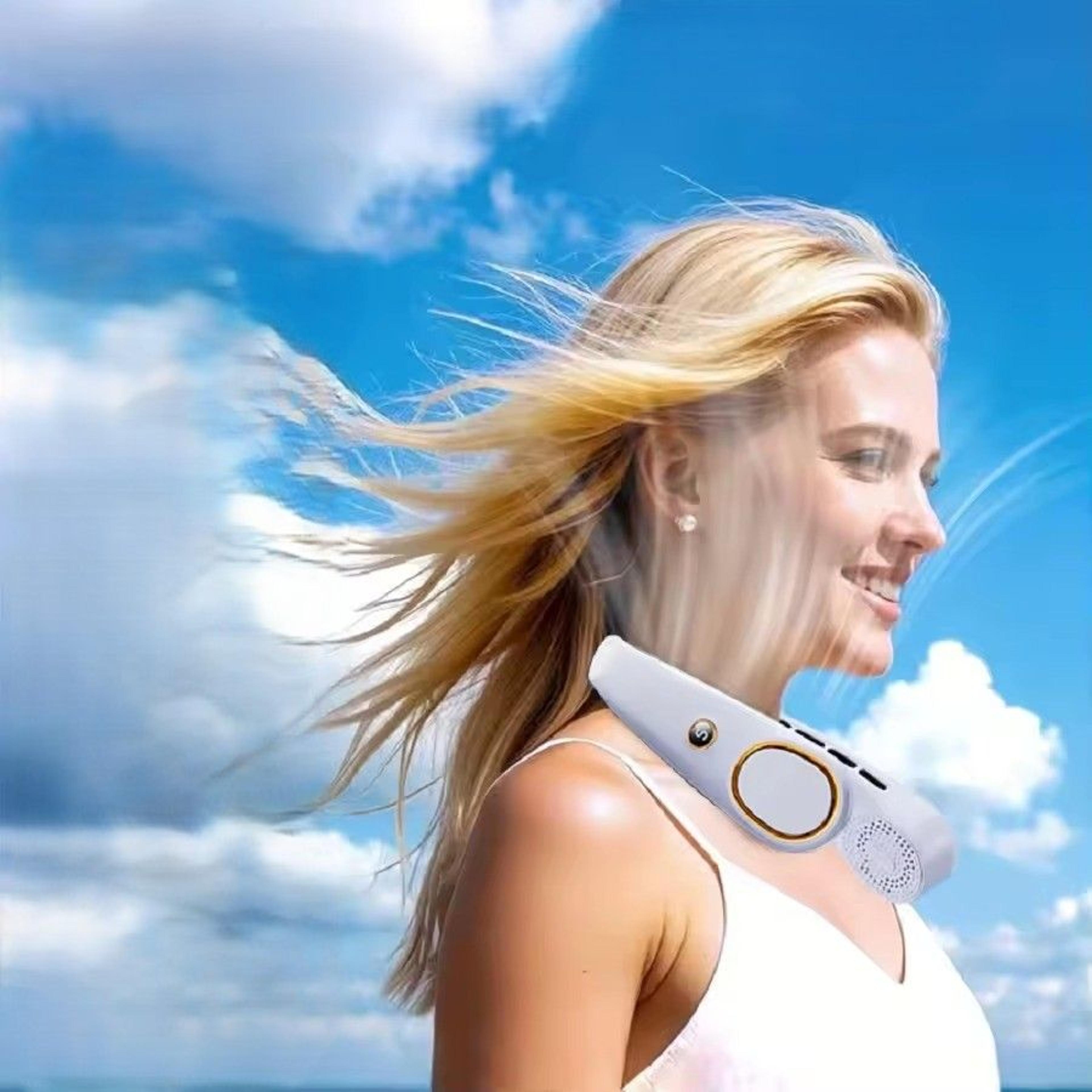 portable neck fan rechargeable bladeless neck fan with speeds & battery