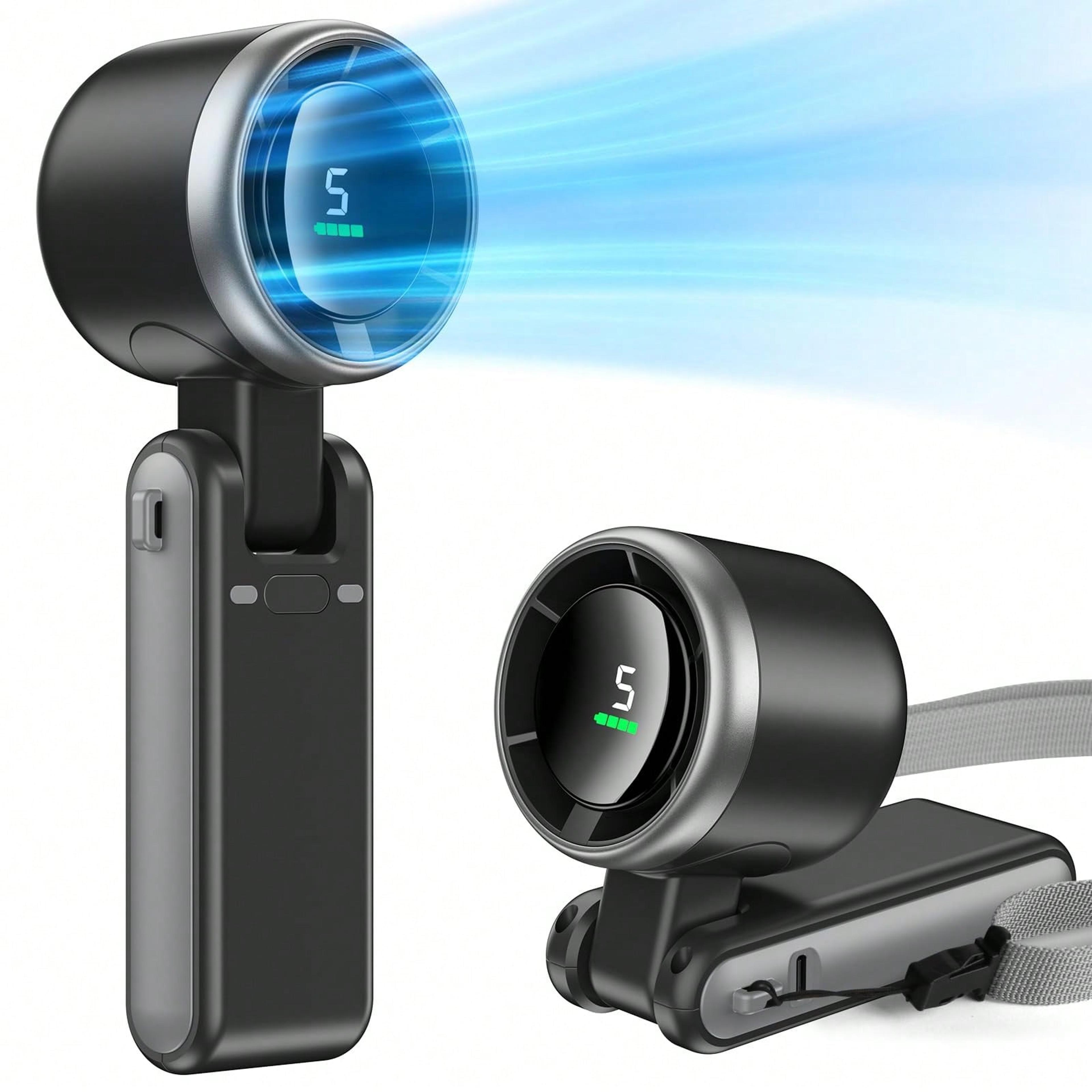 portable handheld fan with battery, speeds, rechargeable personal desk & neck fan