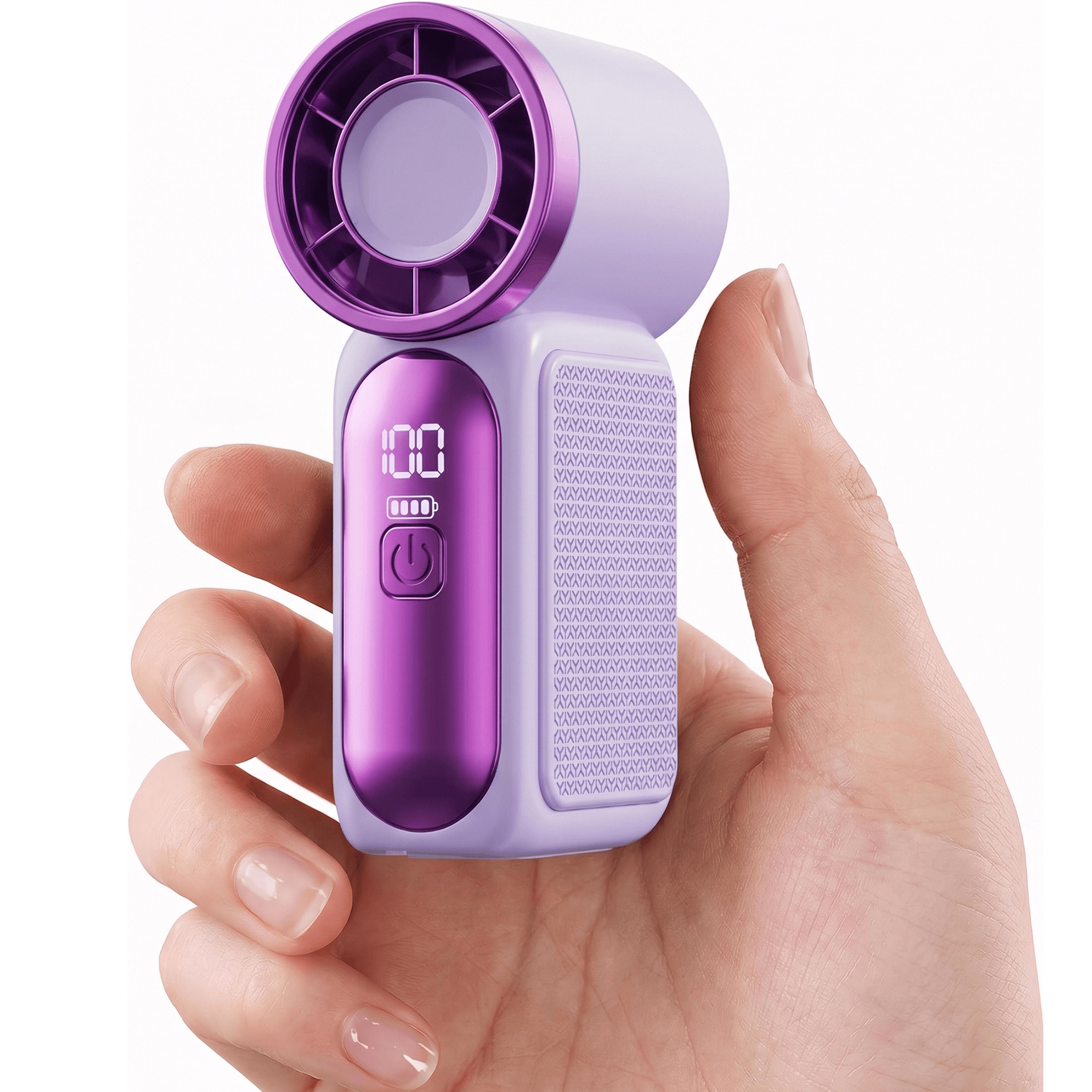 portable handheld fan with led display, speed mini personal fan, usb rechargeable travel fan