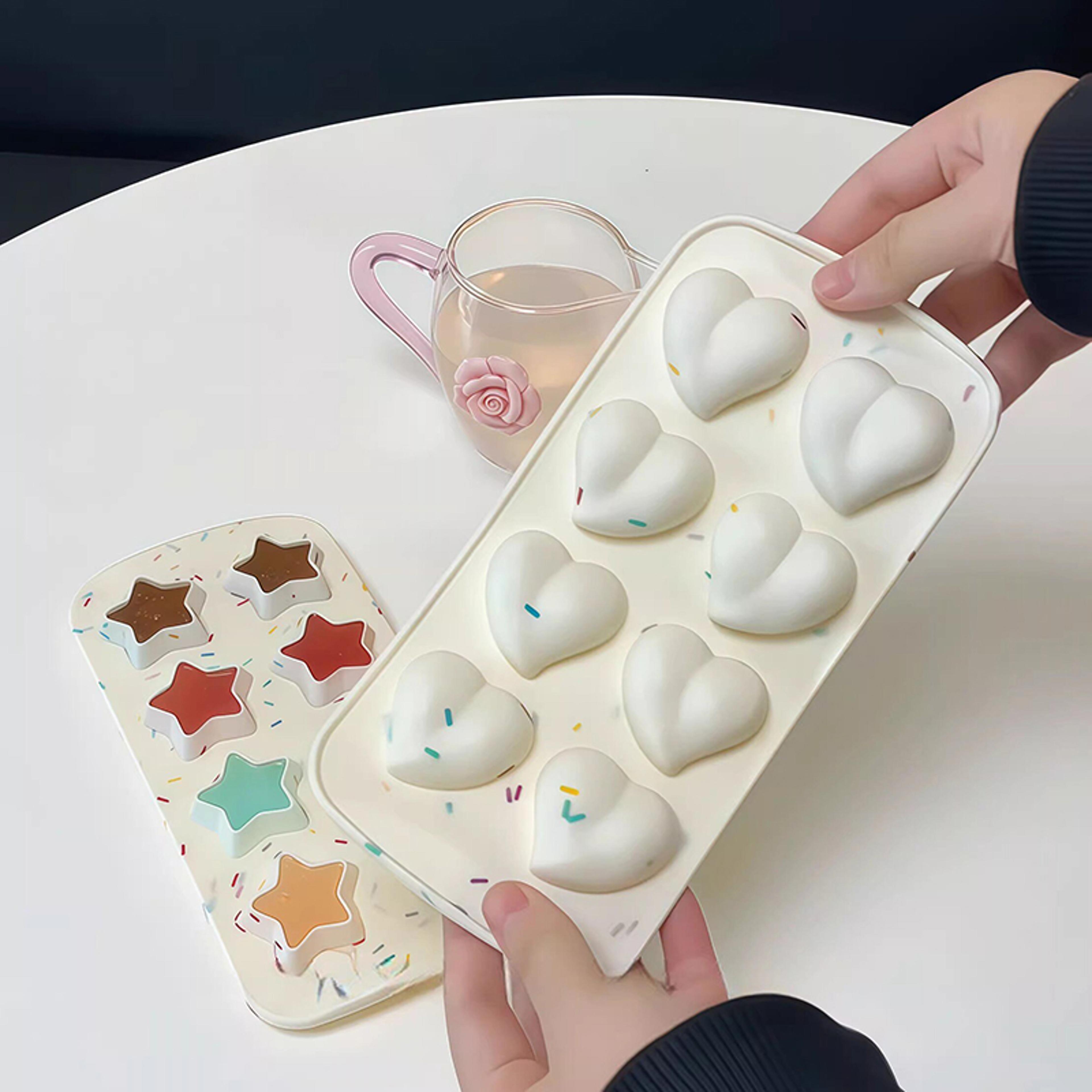 heart & star silicone ice cube tray for cocktails, coffee & creative frozen treats