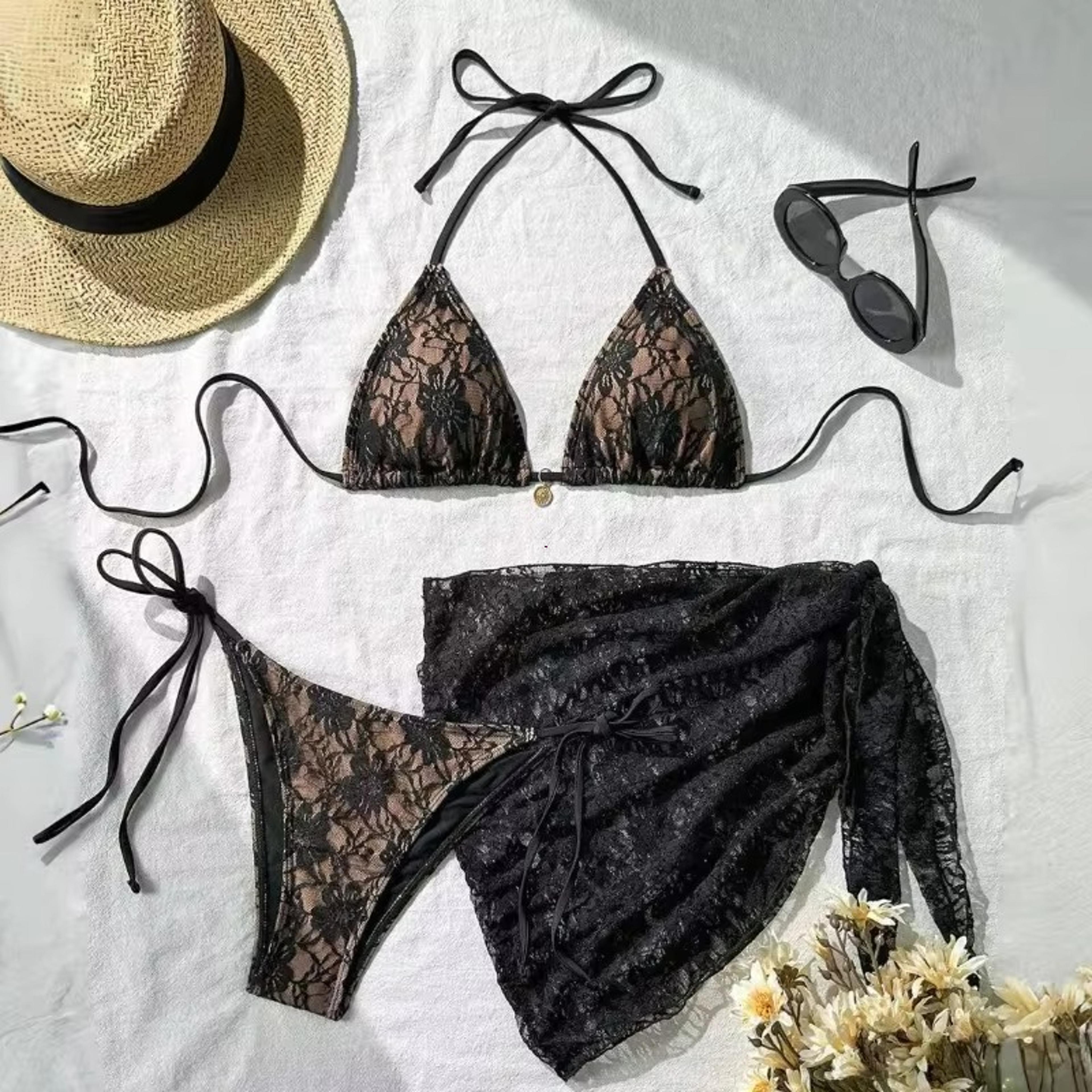 lace bikini set for women brazilian beach swimwear with matching cover up