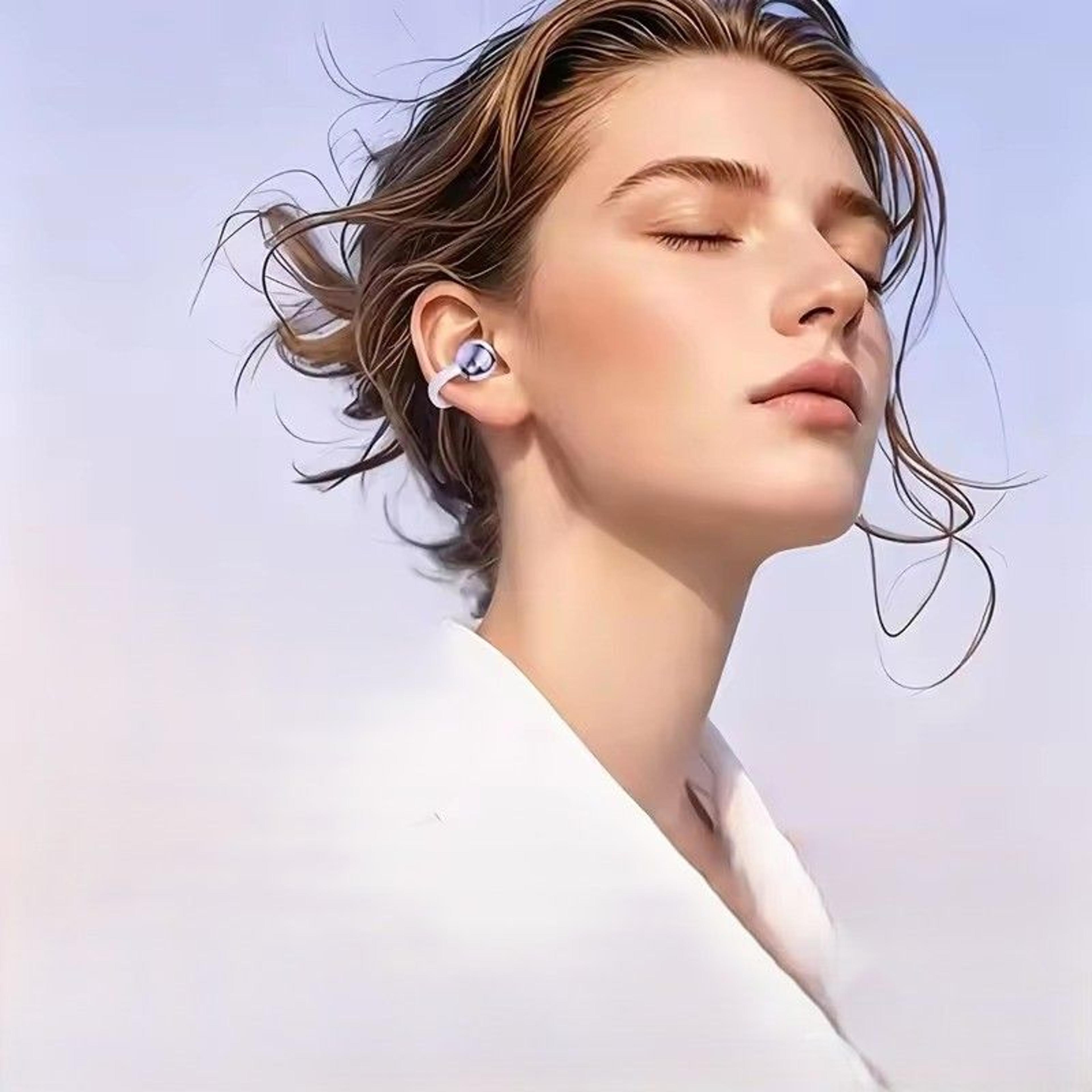 clip open ear earbuds with led display bluetooth ear clip headphones for sports & everyday use