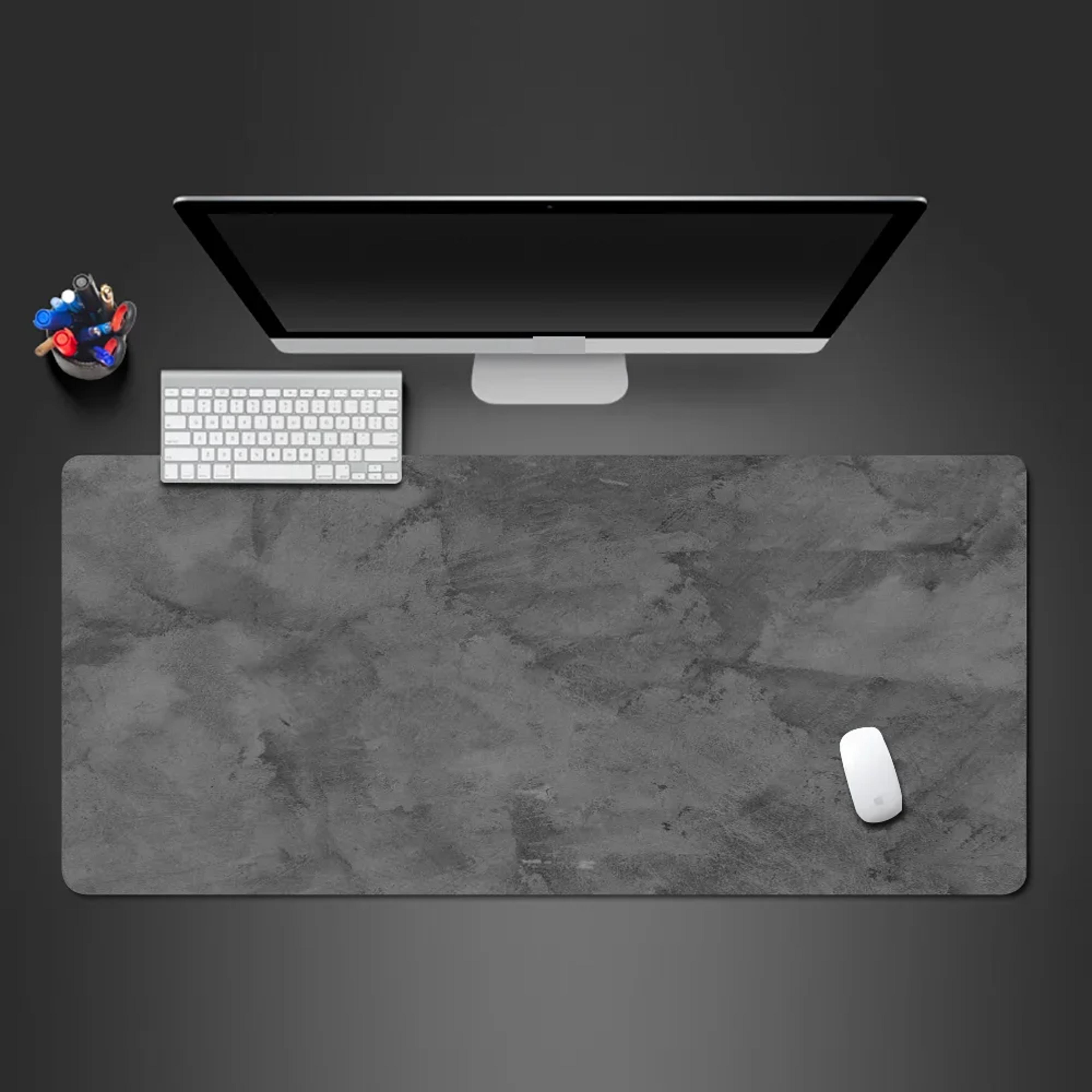 gray mouse pad extended gaming desk mat with non slip rubber base