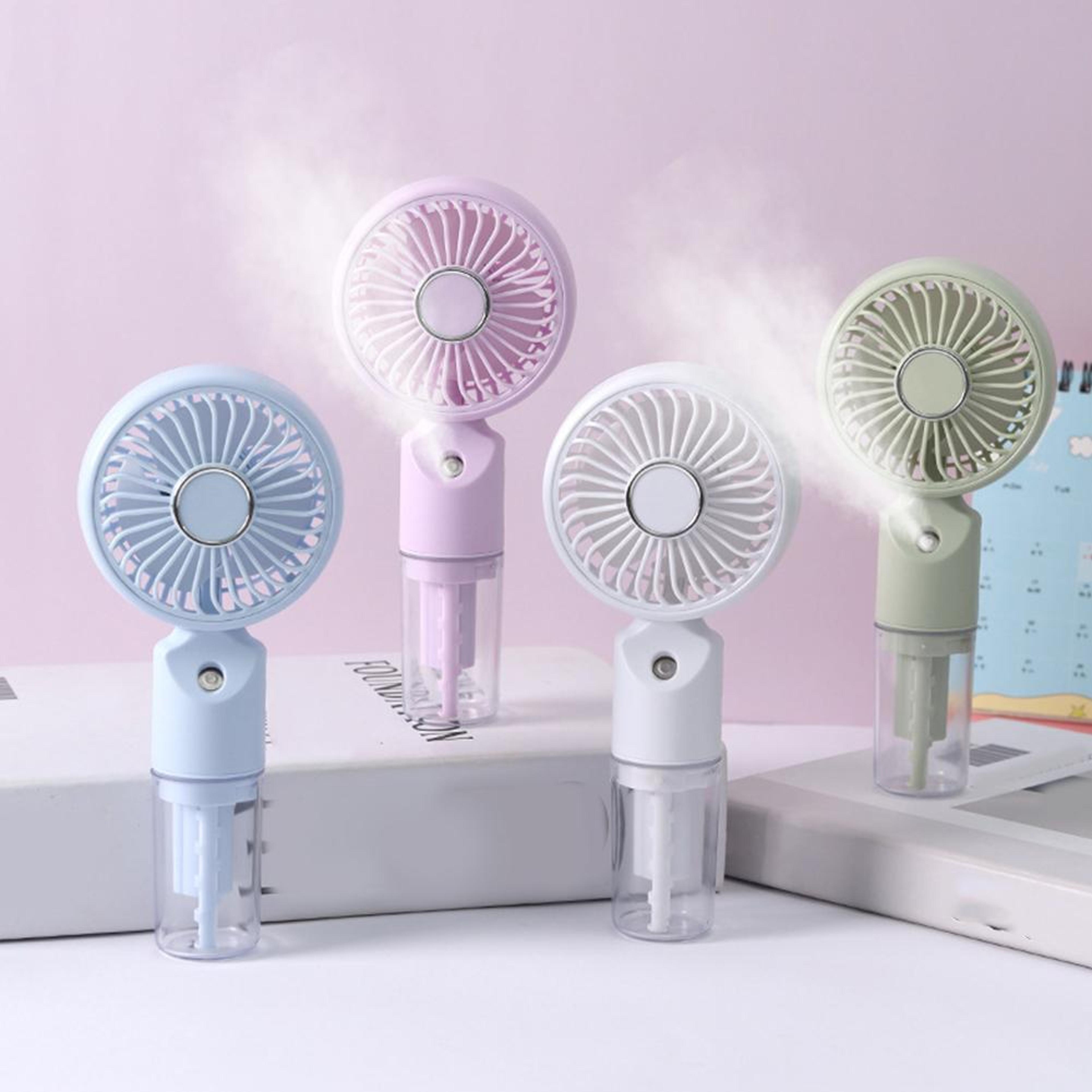 portable misting fan usb rechargeable handheld cooling fan