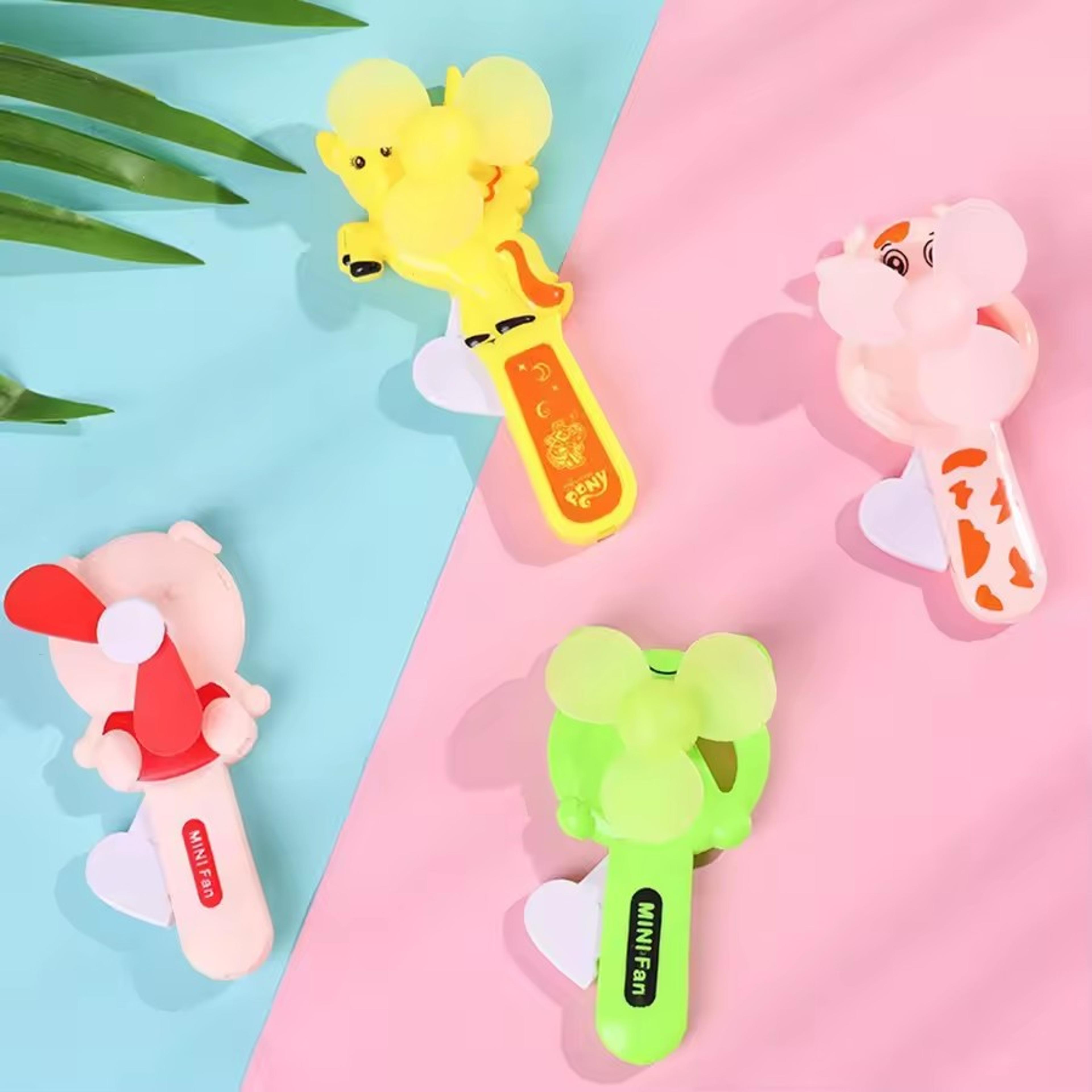 cute animal handheld fan portable manual cooling fan for kids, travel & summer parties