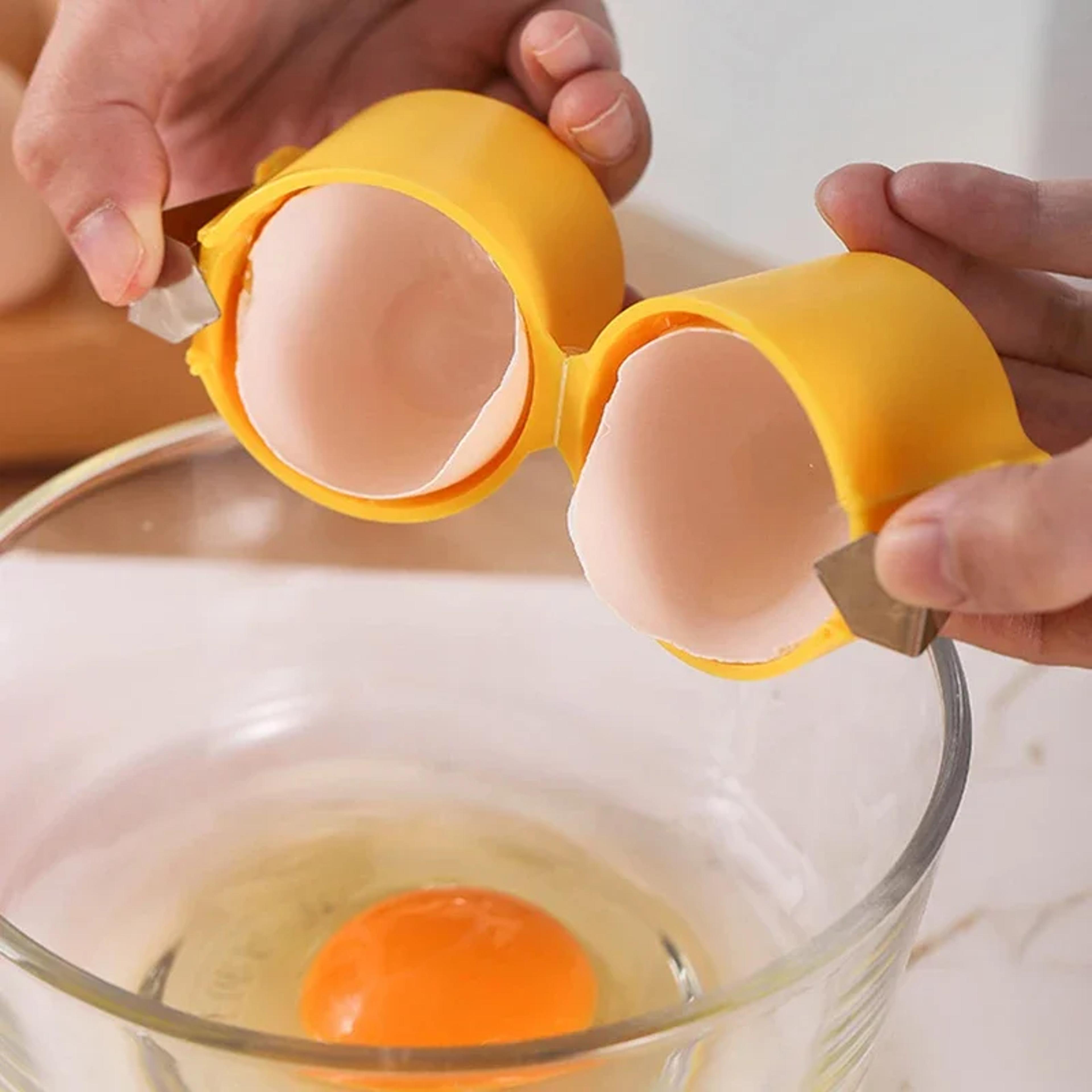 stainless steel egg shell opener & separator tool for fast, mess free egg crackings