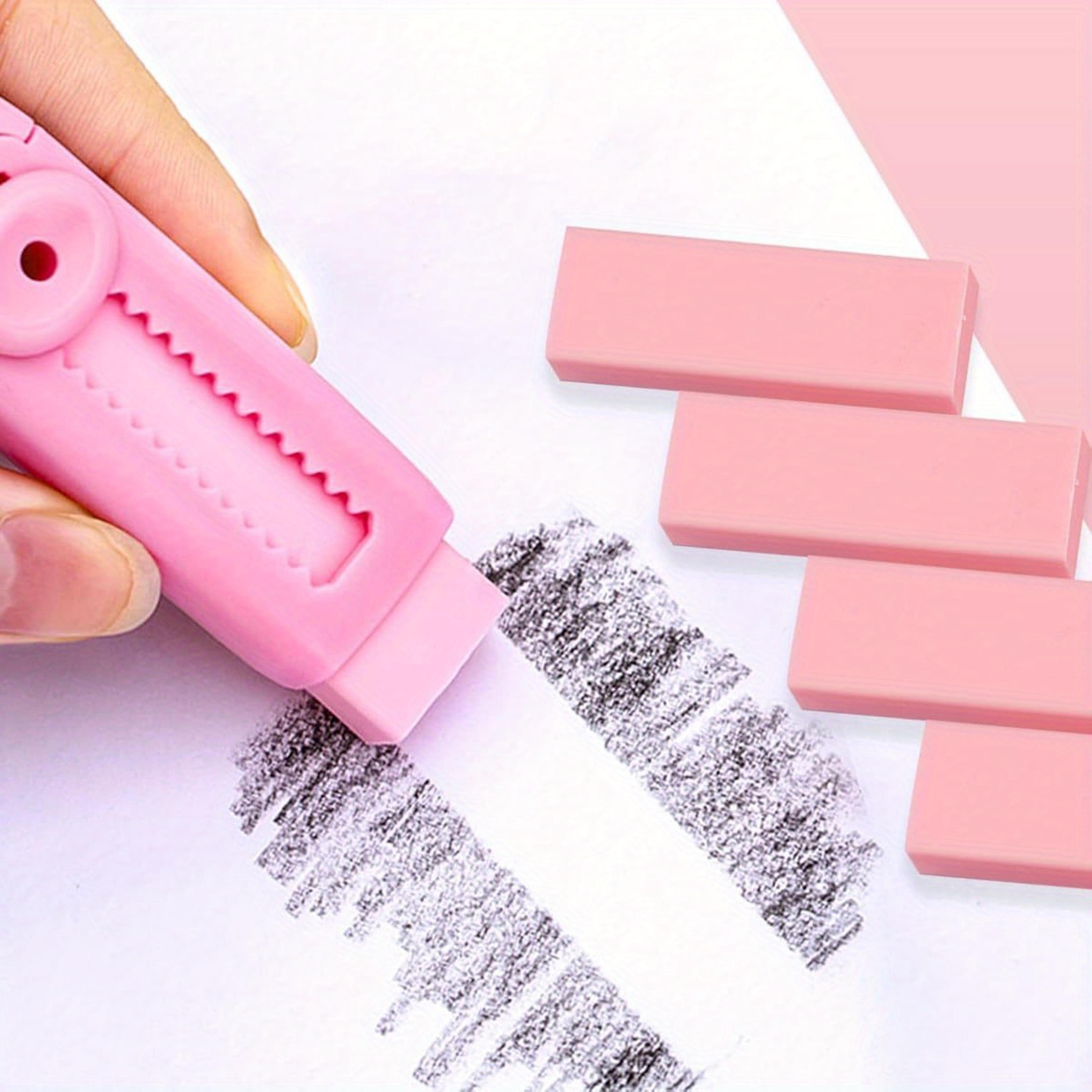 adjustable pencil eraser set back to school backpack soft pvc retractable erasers for students
