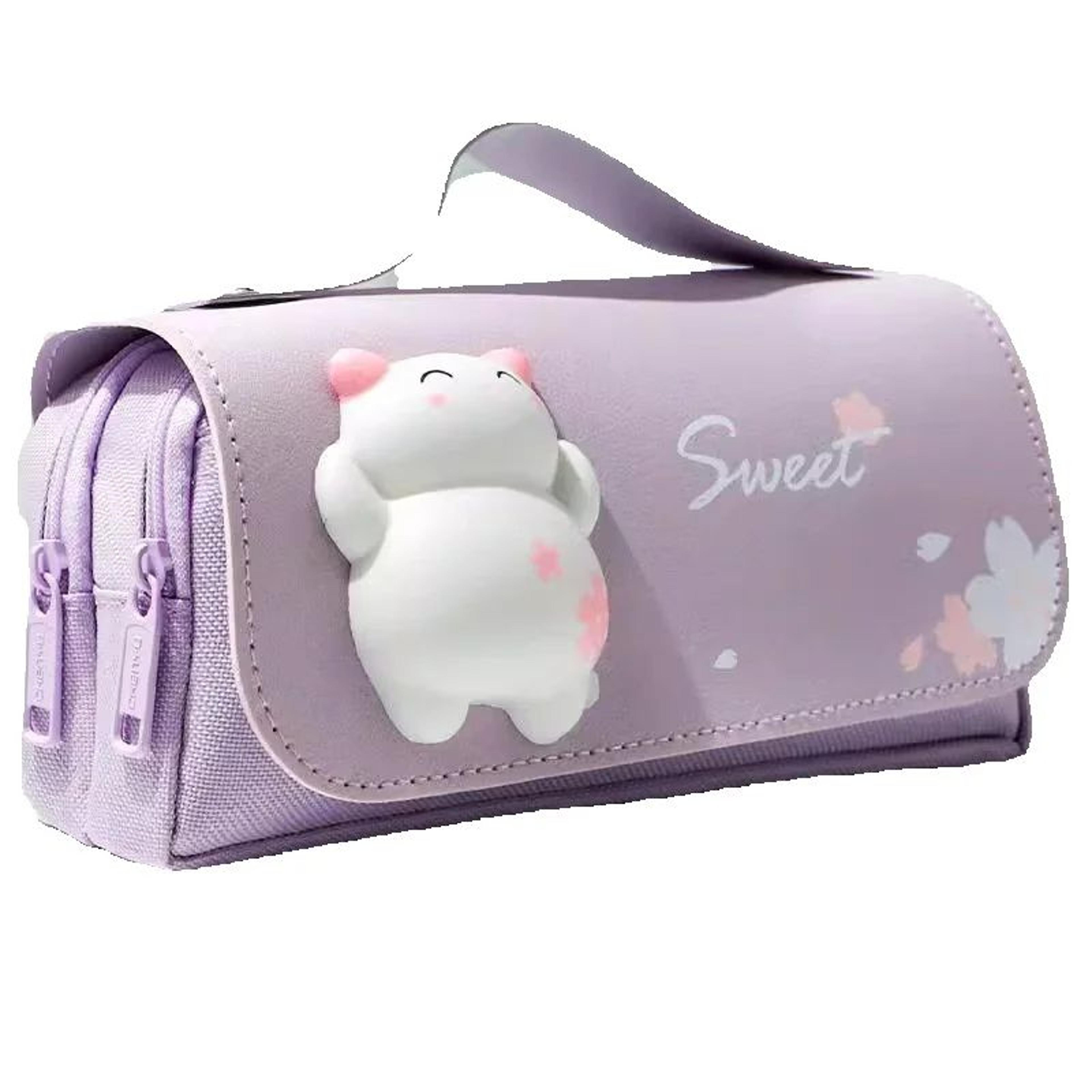sakura back to school backpack pu leather pencil case cute kawaii stationery organizer