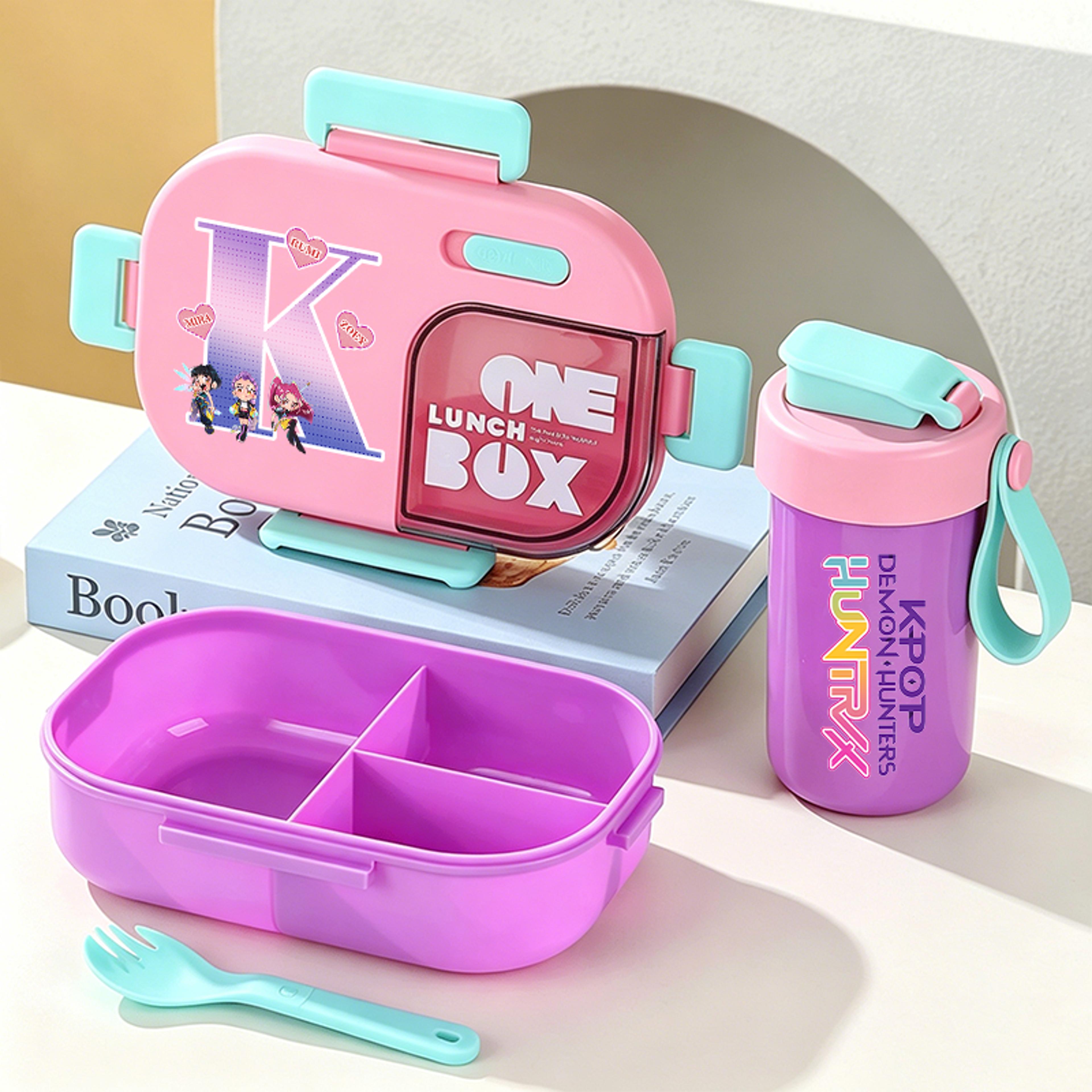 vivid color bento lunch box set with water bottle & tableware for students, back to school backpacks