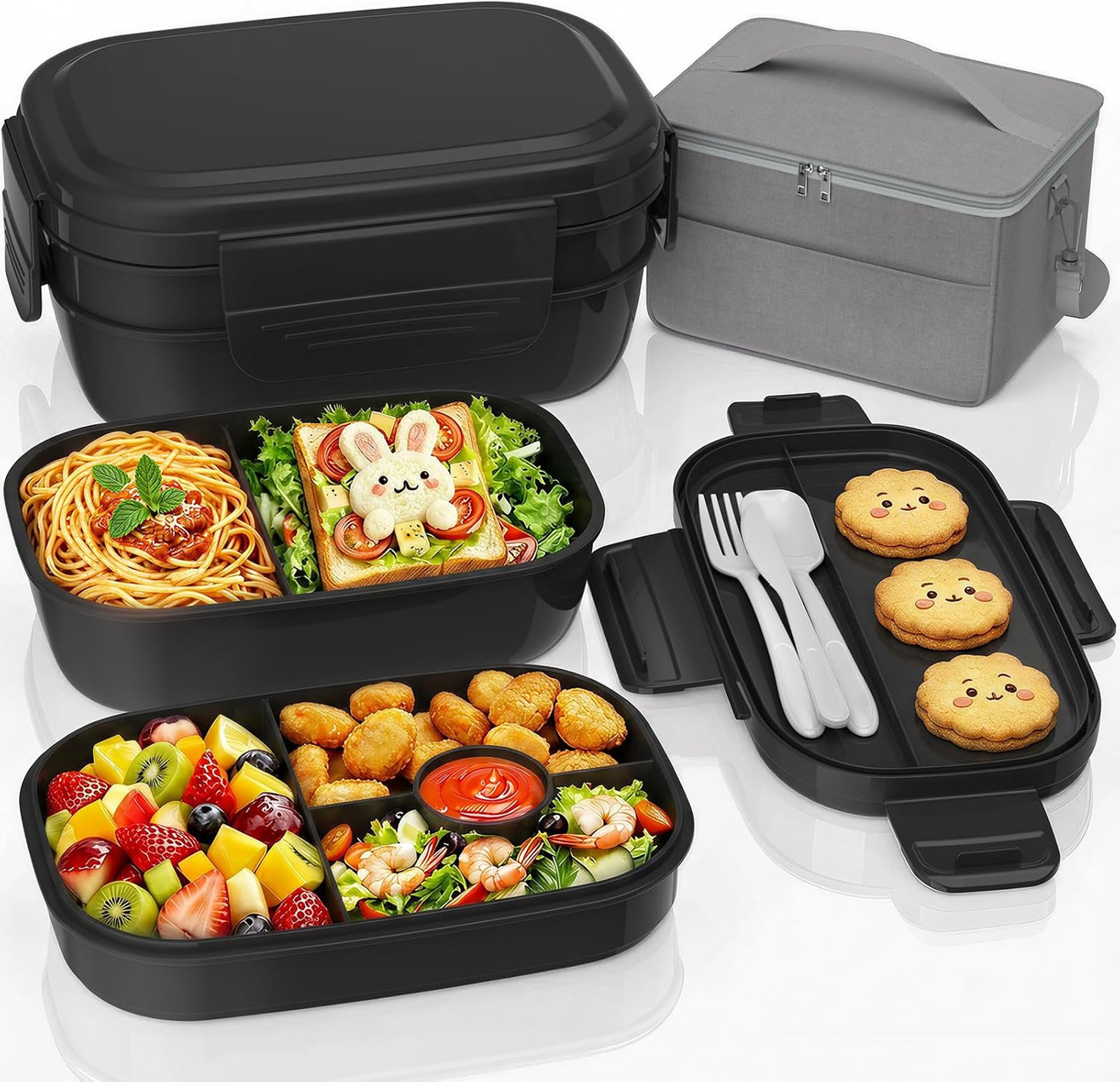 tier bento lunch box with bag for work back to school backpack leak proof adult lunch container