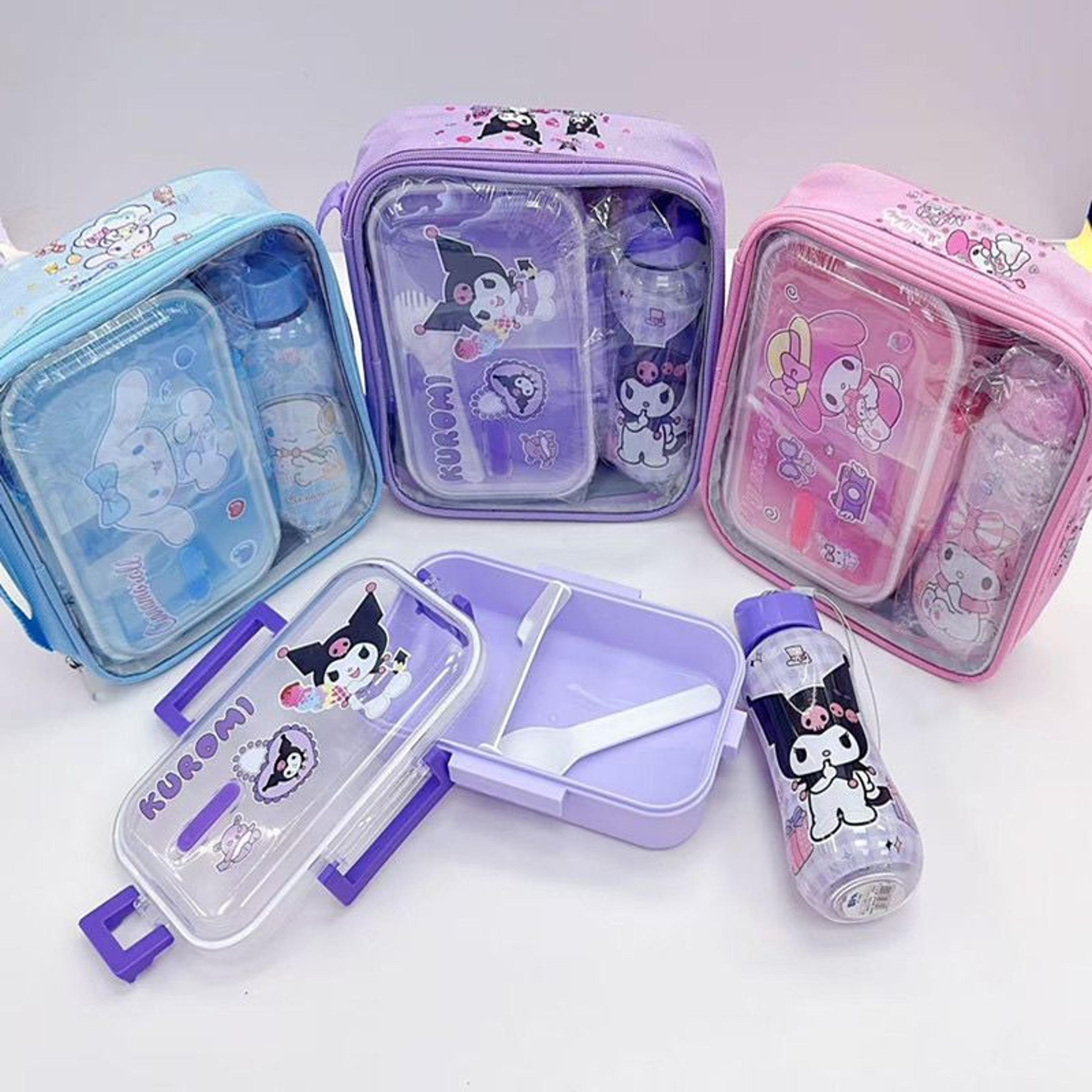 kuromi hello kitty lunch box & water bottle set for kids with back to school backpack