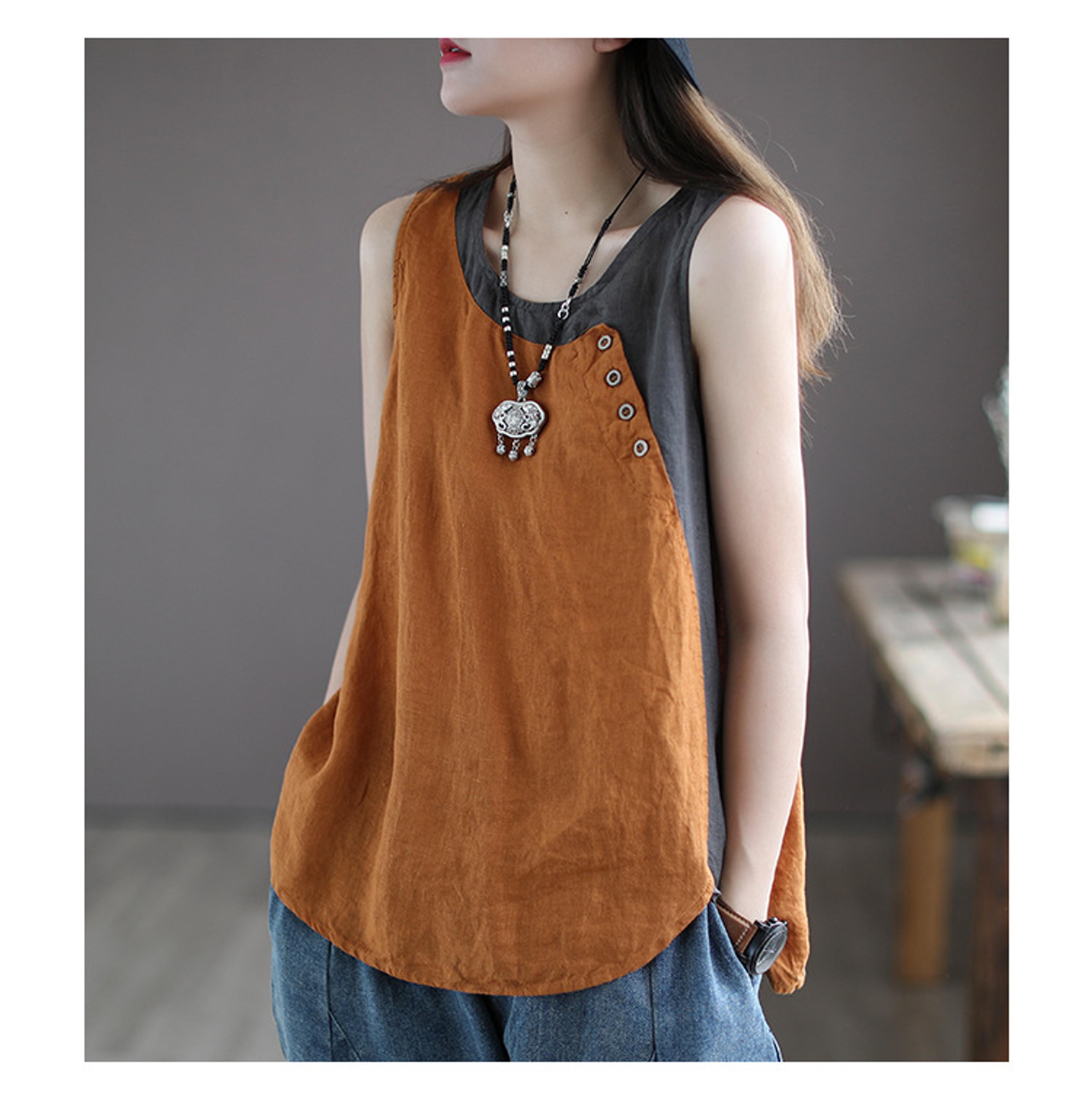 women's tank top with asymmetrical button detail casual sleeveless summer blouses