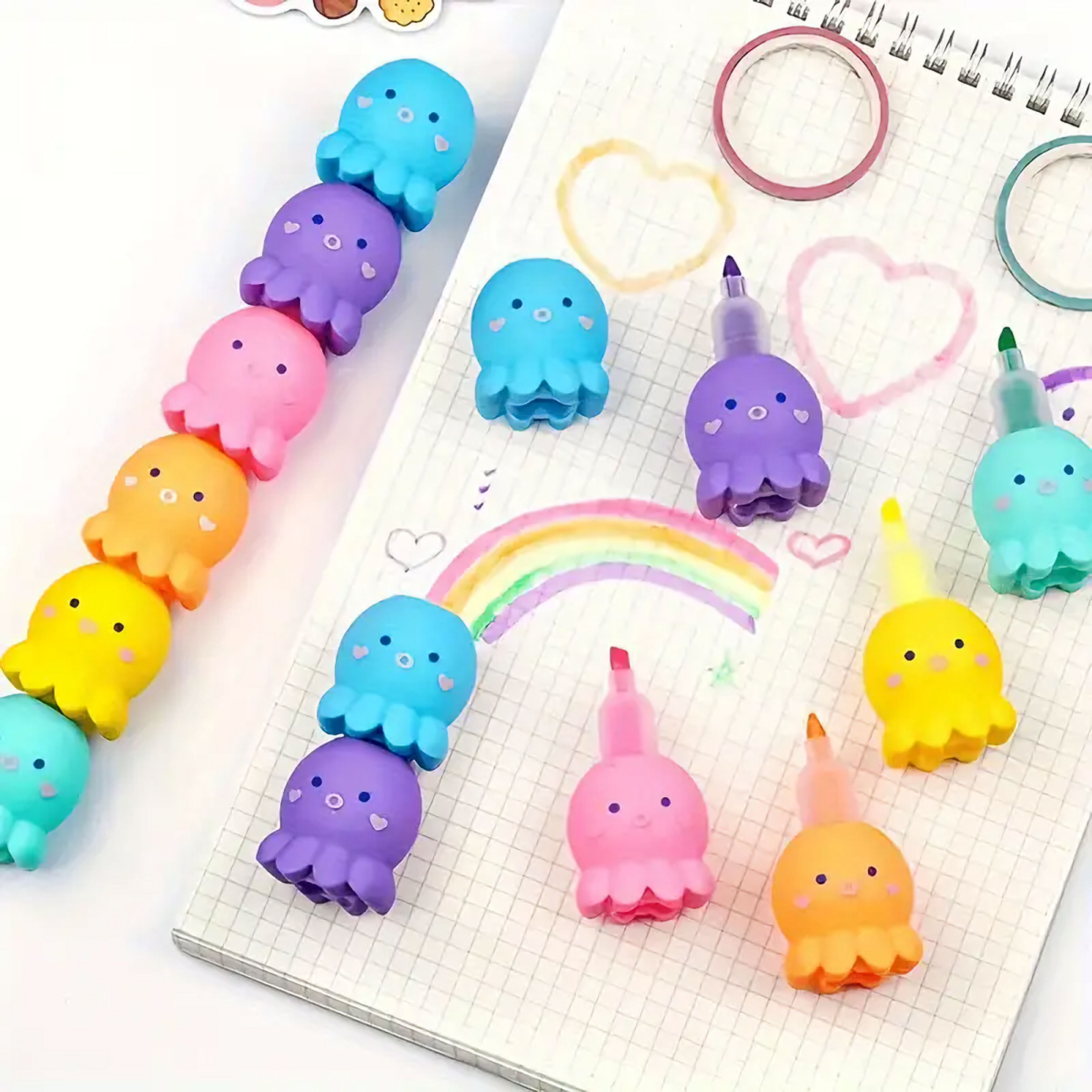back to school octopus highlighter pen set cute marker pen set for students & office