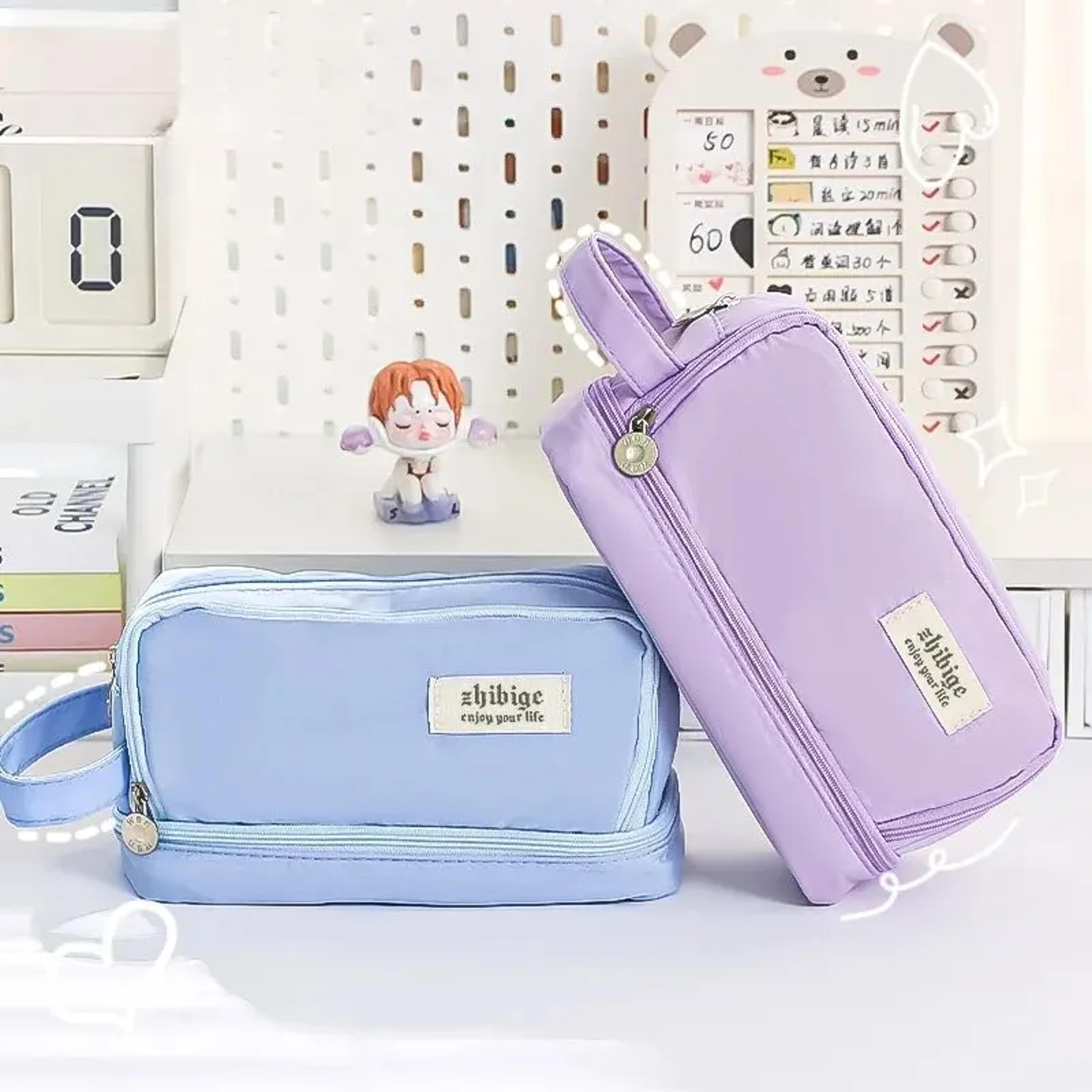 large capacity pencil case for back to school students cute pen organizer macaron stationery pouch