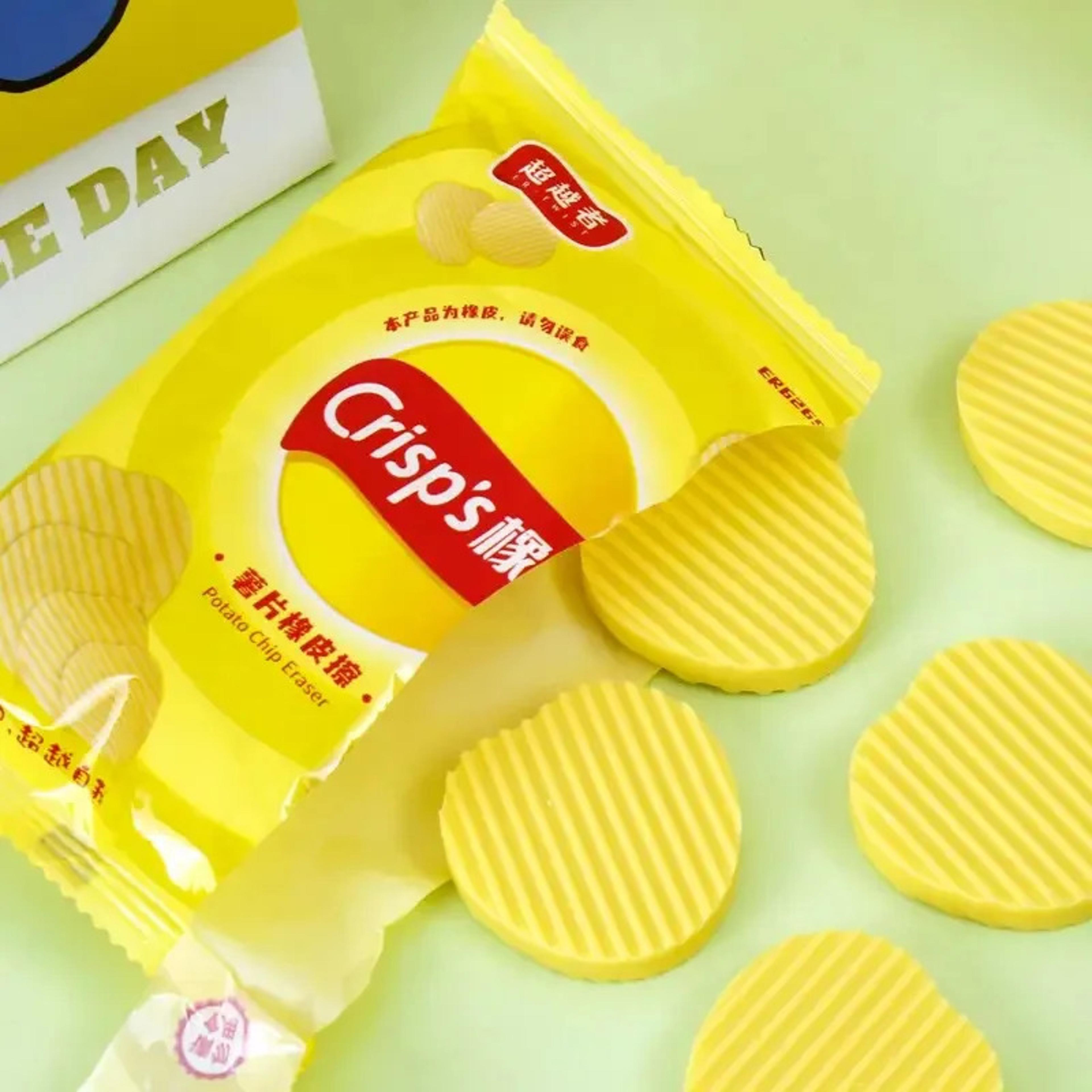 crunchy chip eraser set for back to school cute school supplies novelty potato chip erasers