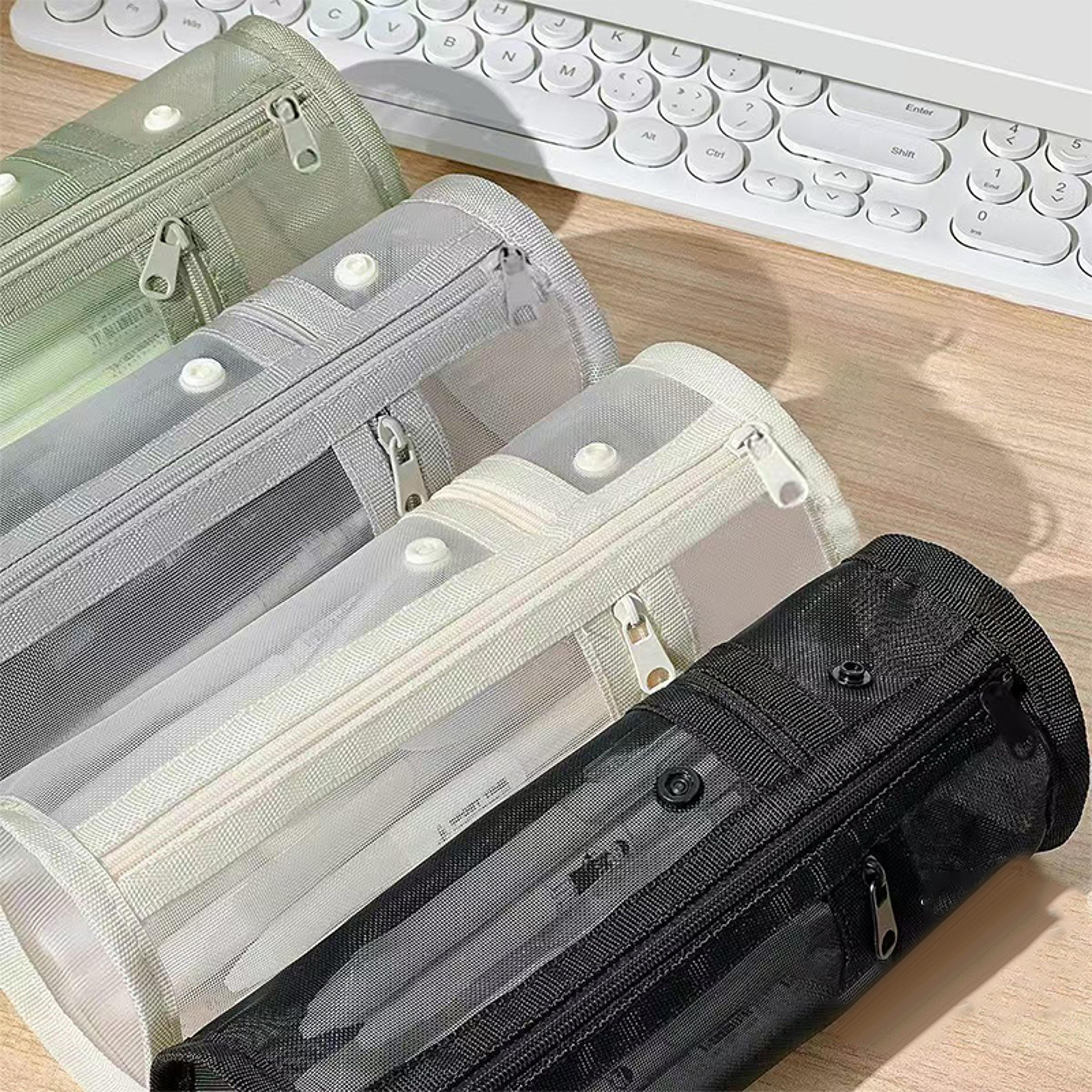 clear mesh pencil case with standing design for back to school students & office organization