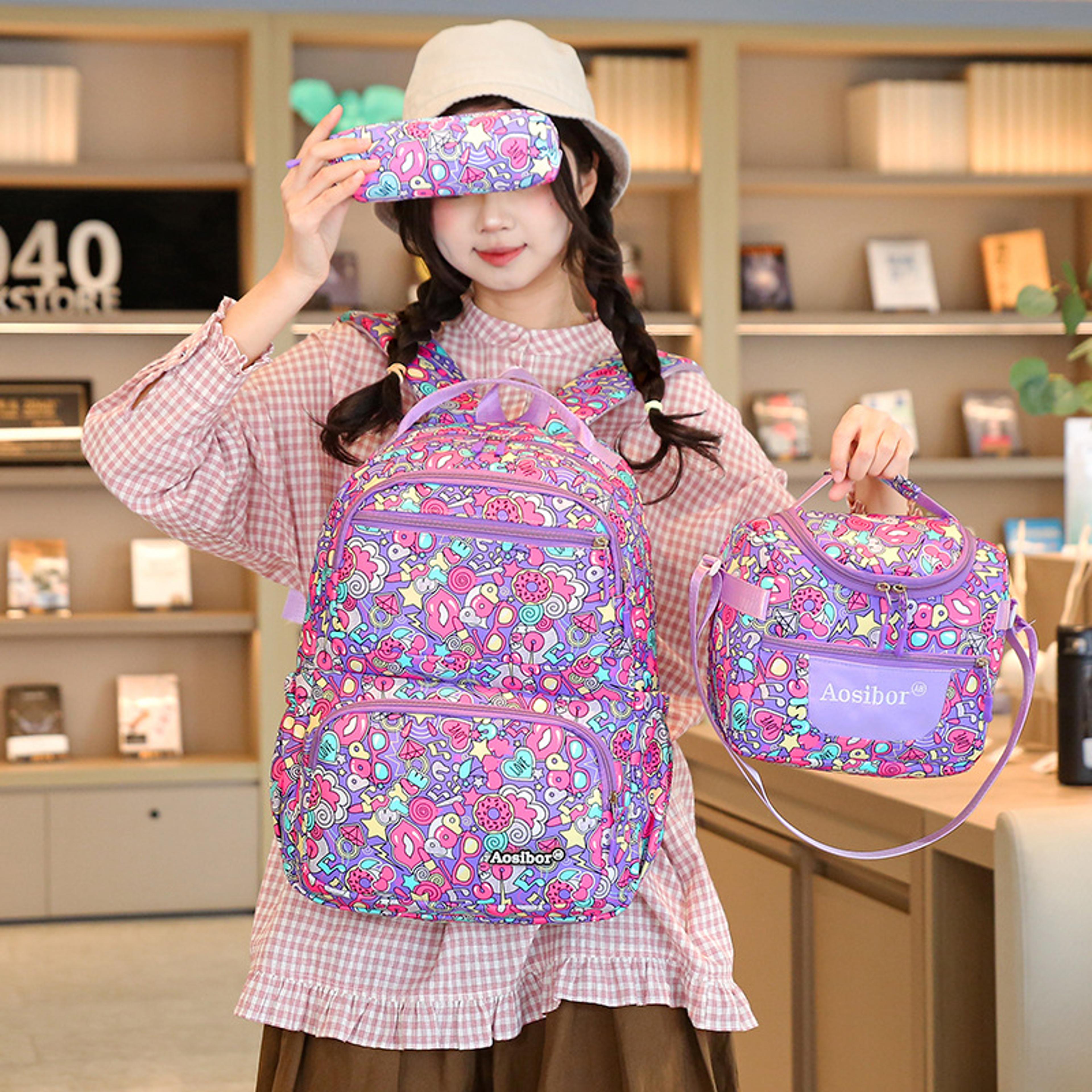 cute rabbit girls backpack set for back to school kawaii school backpack with matching handbag & pouch