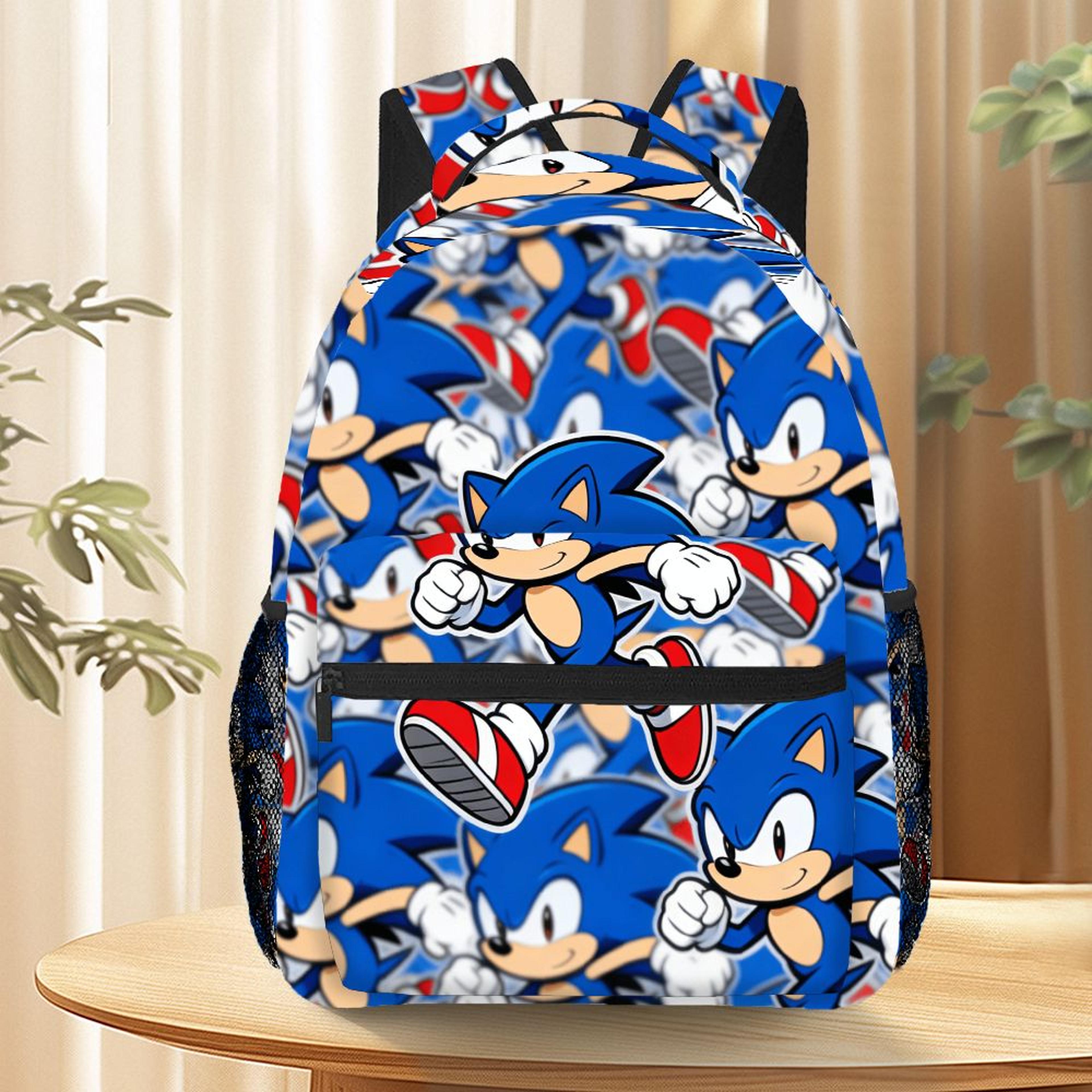 cute sonic backpack for kids back to school durable gaming backpack travel daypack with mesh pocket