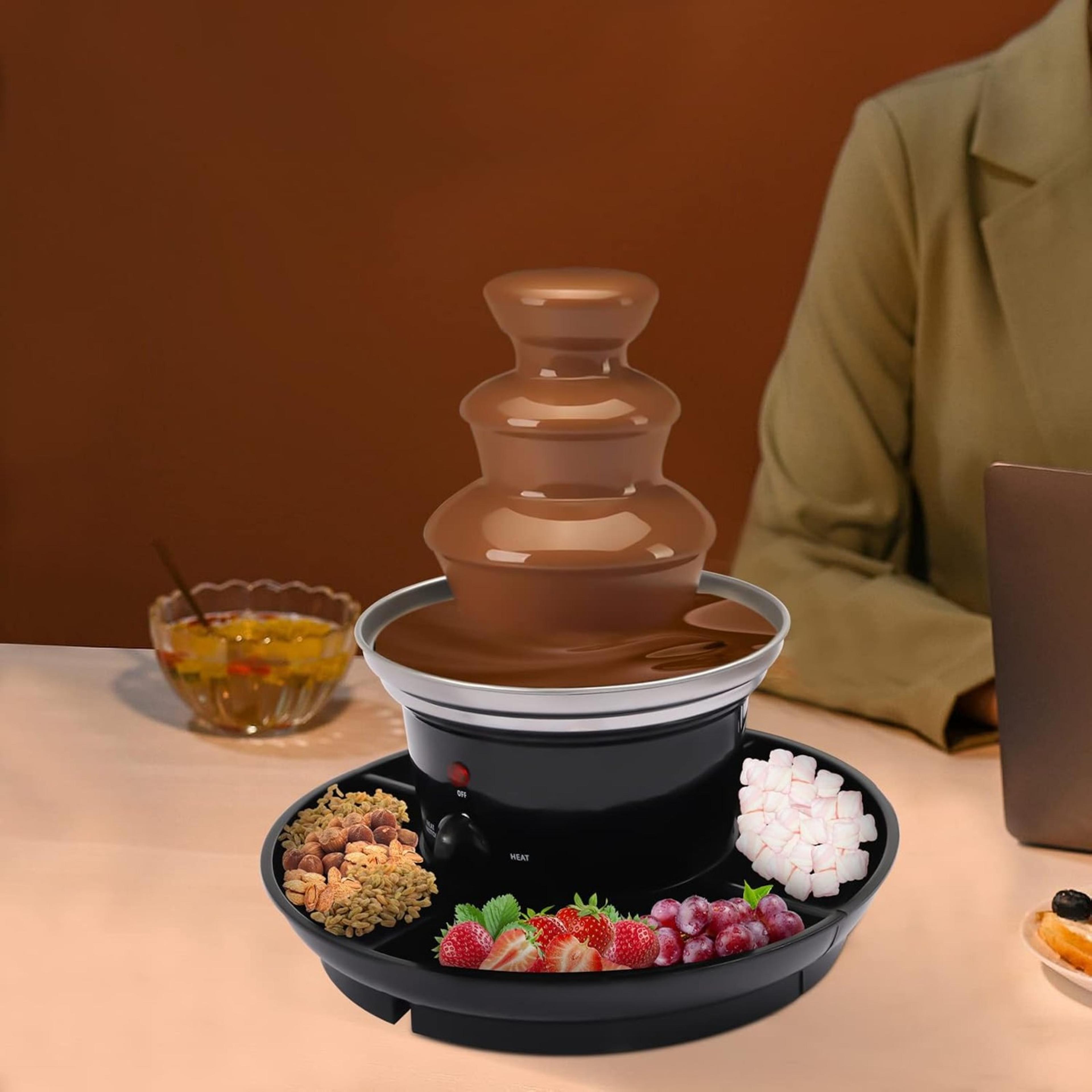 chocolate fountain electric fondue set for parties with stainless steel chocolate fondue machine