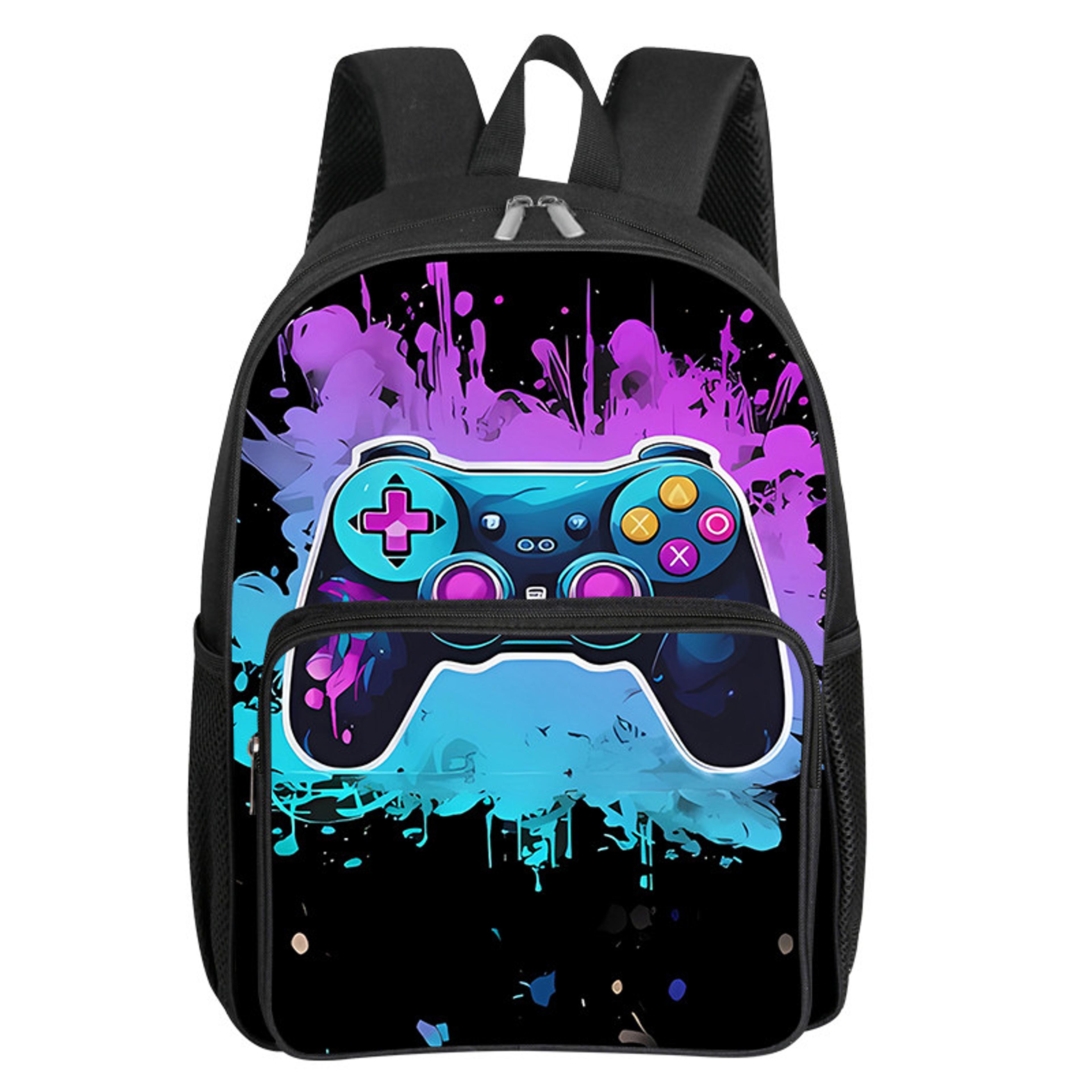 game controller back to school gaming backpack for kids school backpack with square front pockets
