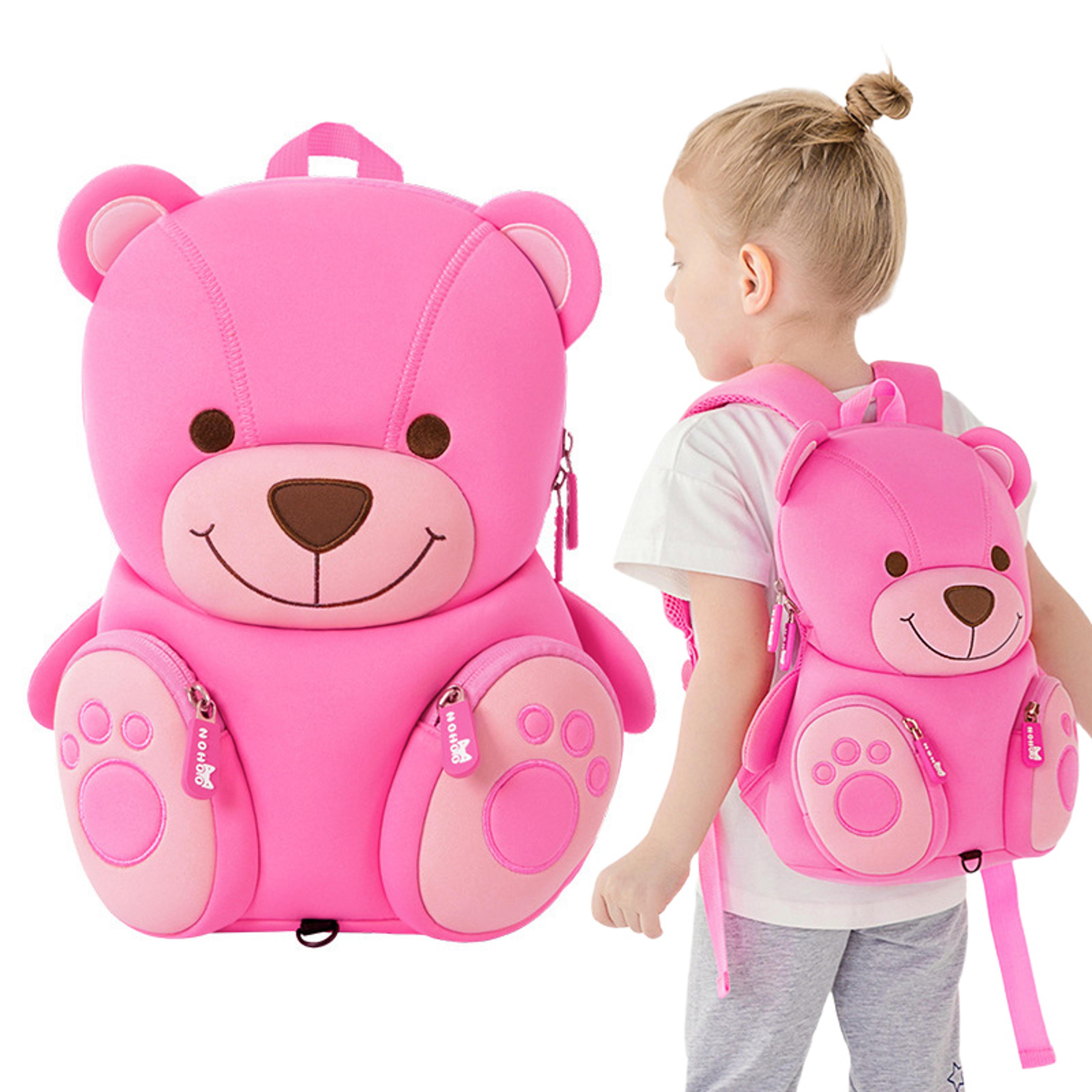 cute bear kids backpack for girls, back to school backpack, lightweight neoprene kindergarten school bag