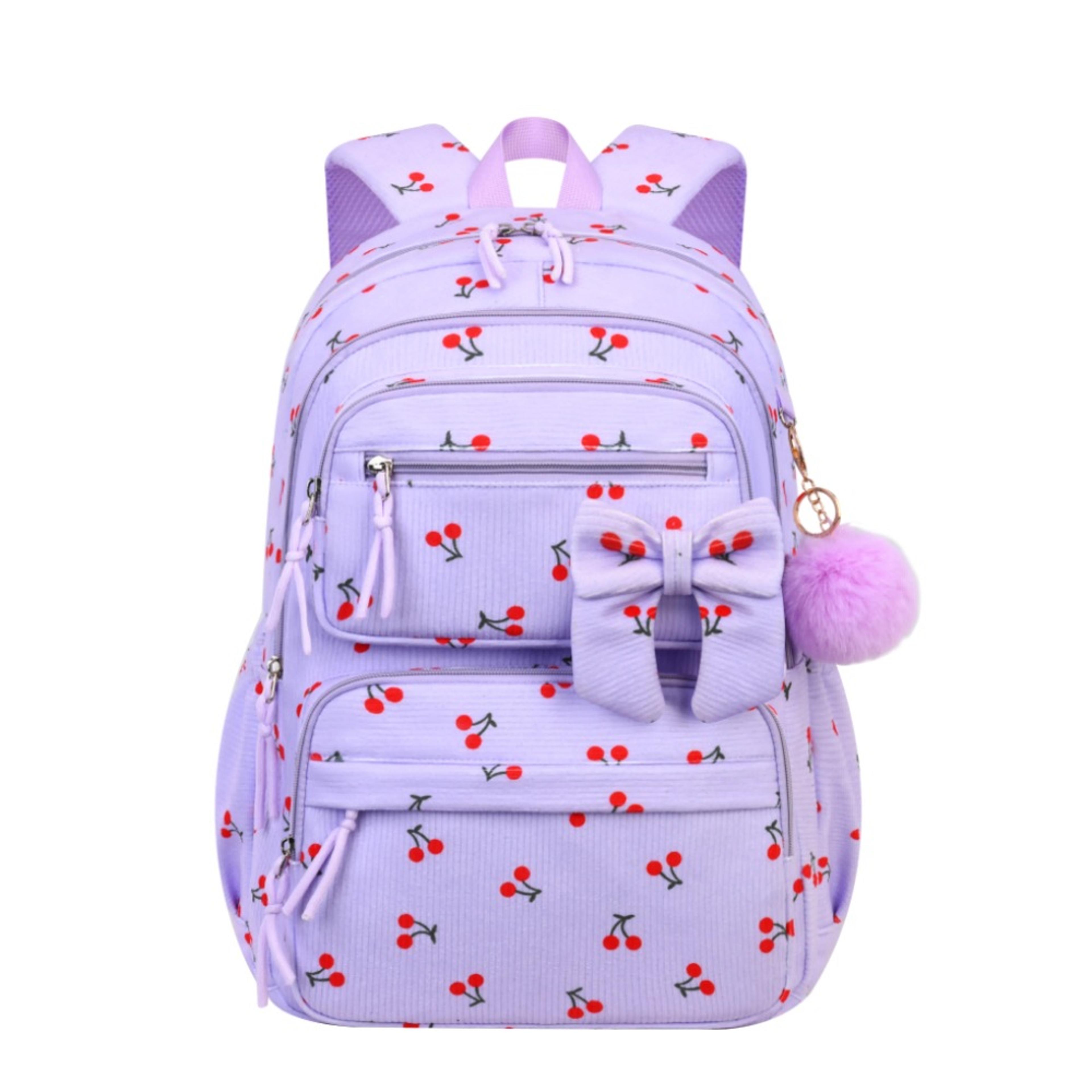 cherry corduroy girls school bag set with lunch bag & pencil case back to school backpacks