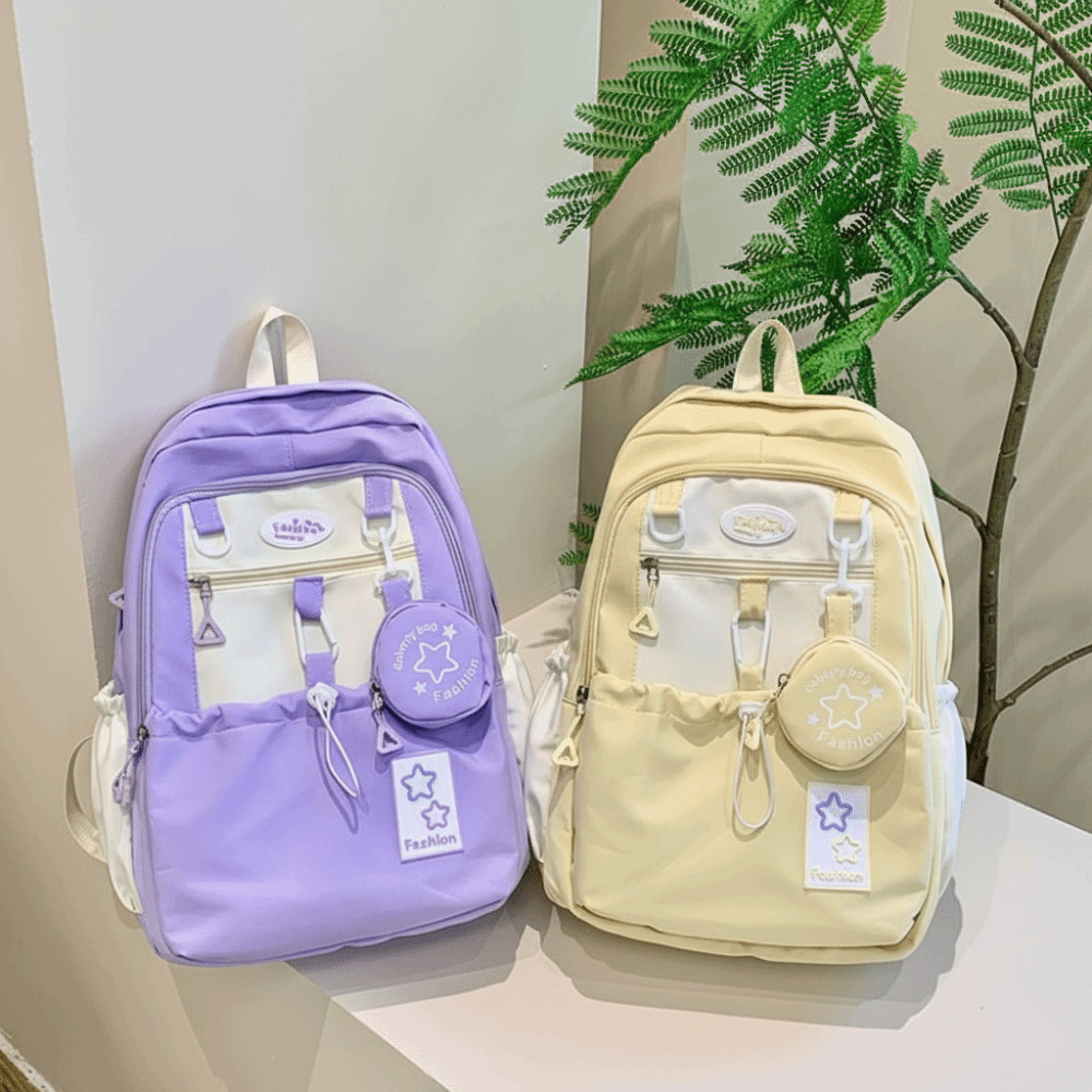 cute cartoon kawaii nylon backpack with coin purse for women back to school backpack school travel bag