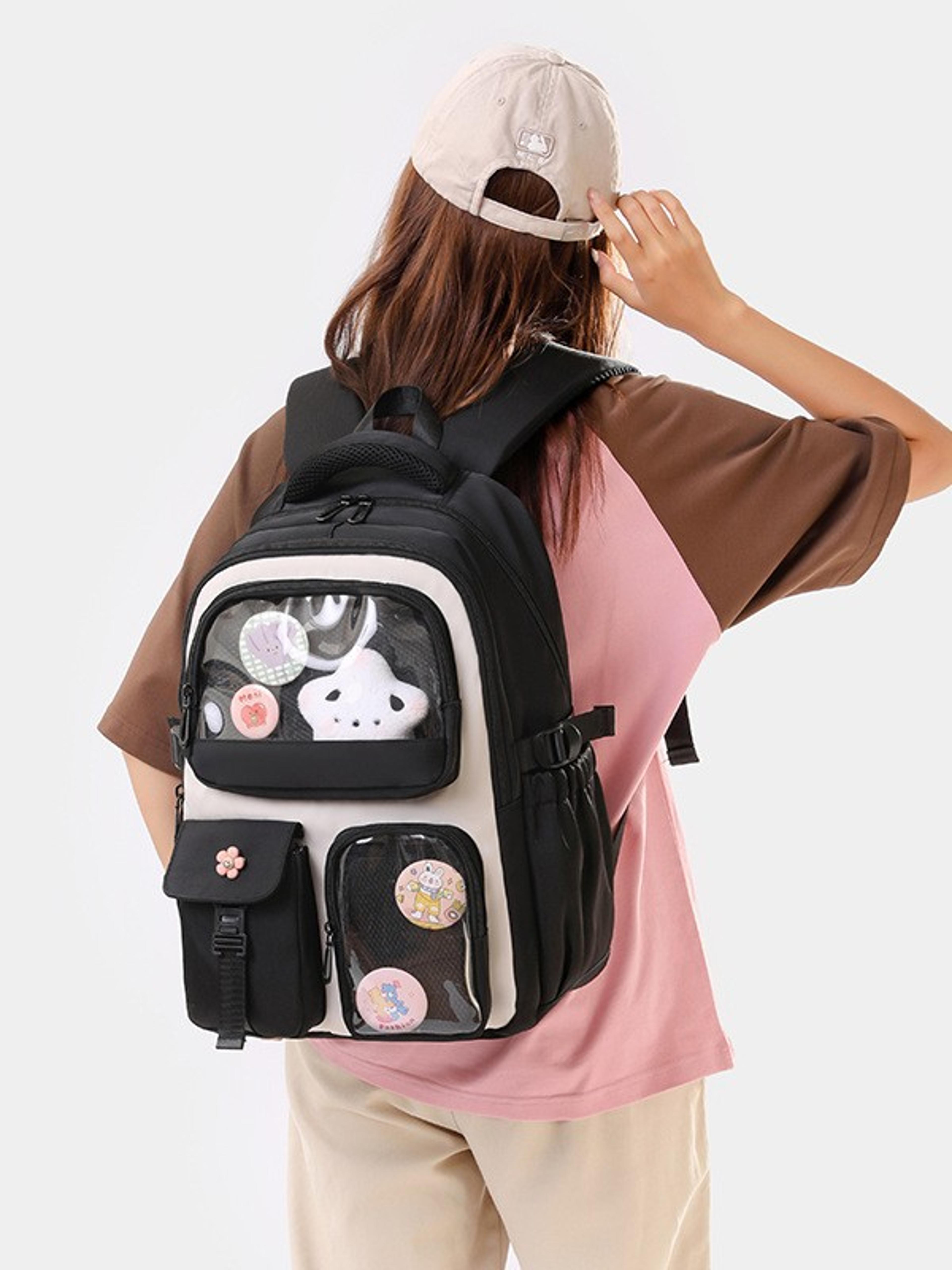 clear display student bookbag with ita window for teens back to school backpack transparent school backpack