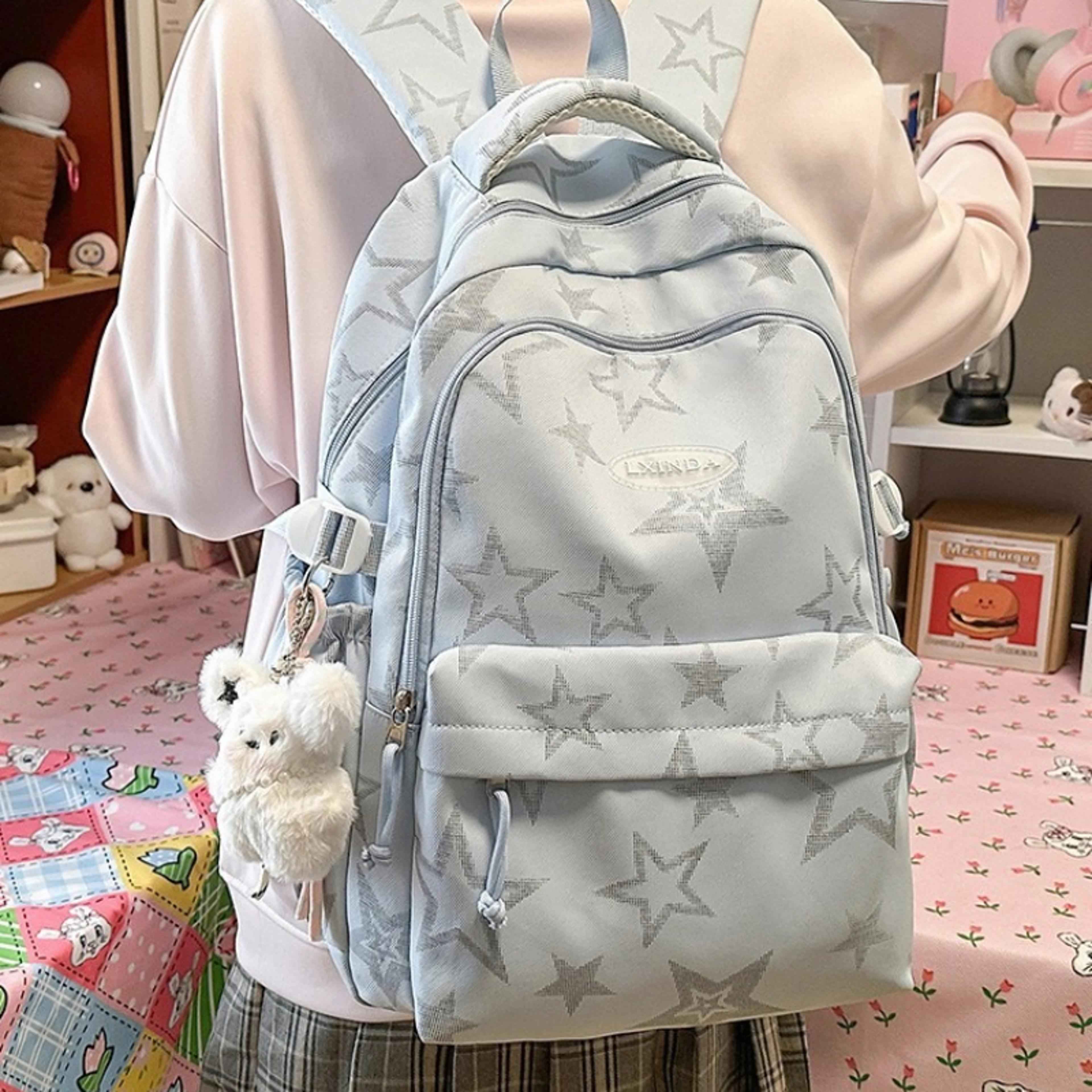 large capacity star school backpack for girls, back to school backpack, aesthetic college laptop backpack