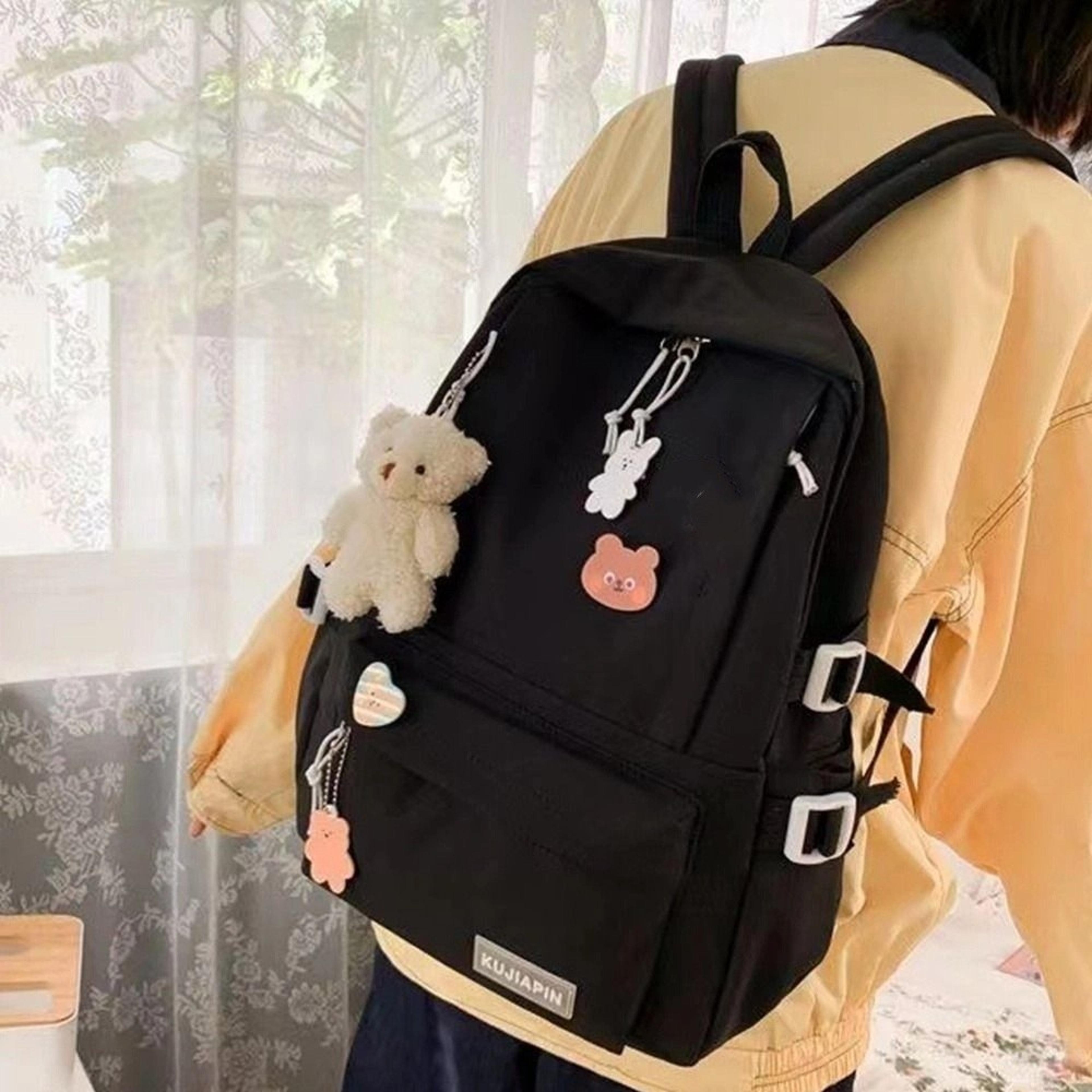 cute bear pendant back to school backpack large capacity korean style student backpack