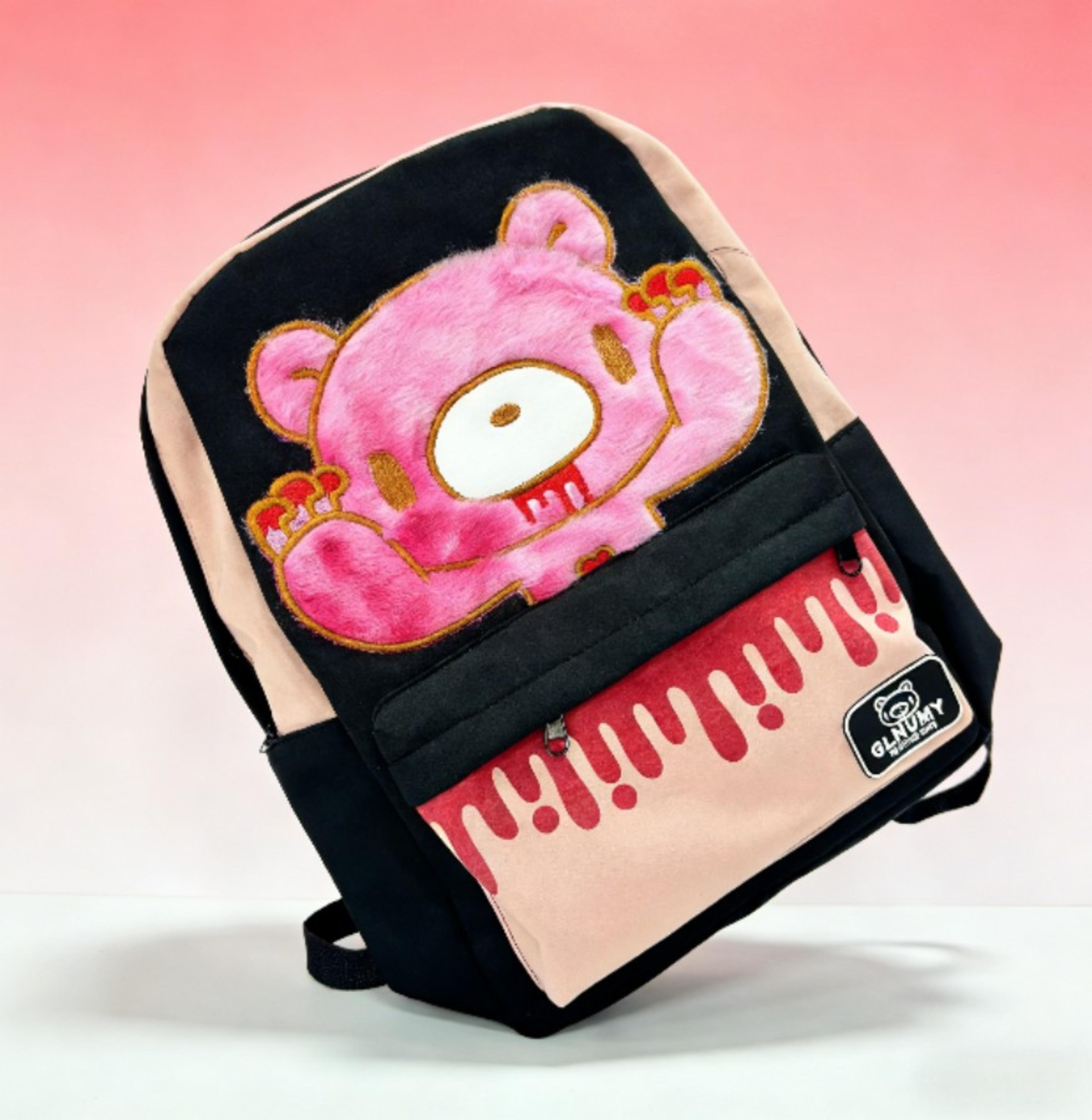 cute bear back to school backpack gothic kawaii pink plush backpack for school, travel & everyday style