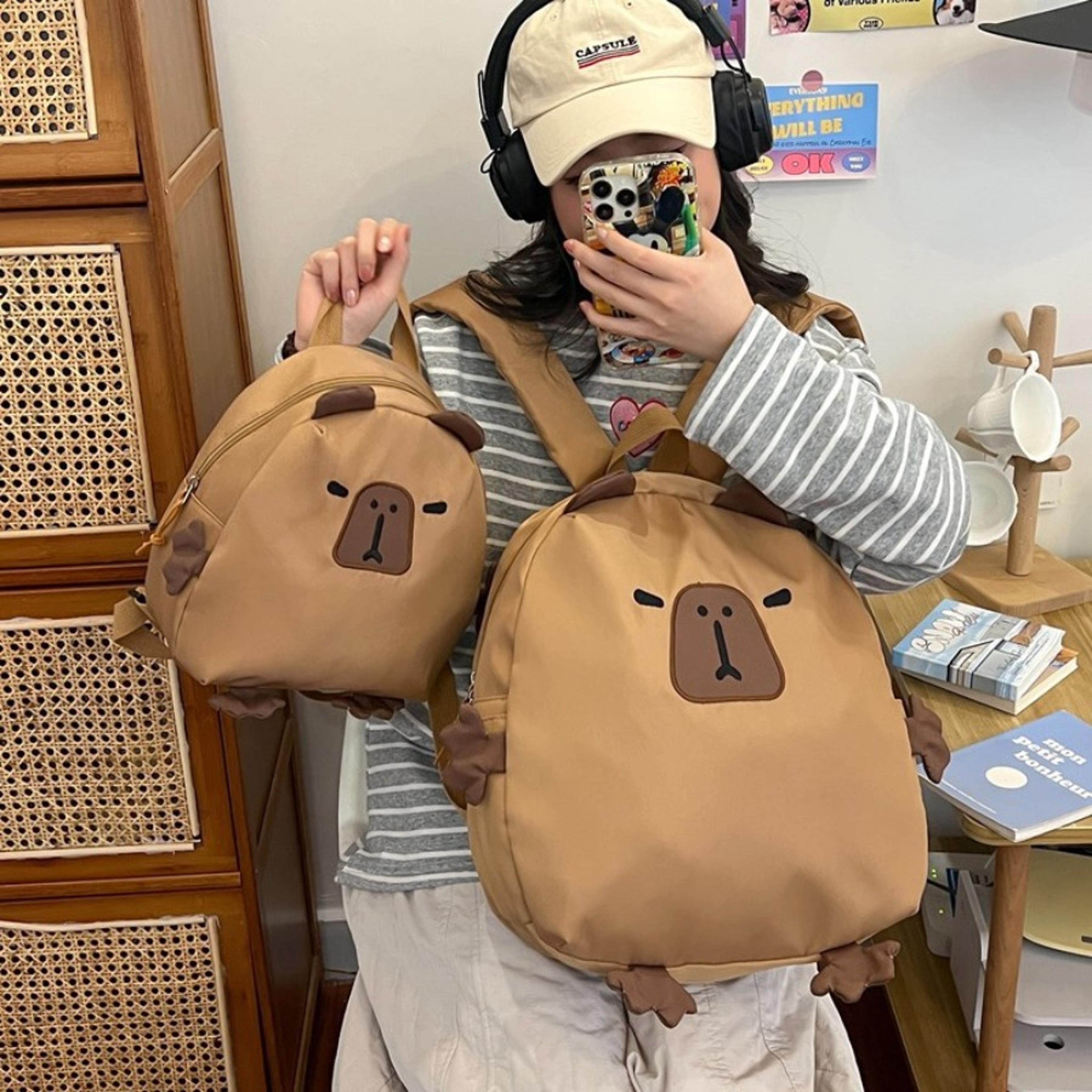 kawaii capybara laptop backpack for kids large capacity travel bag back to school backpack