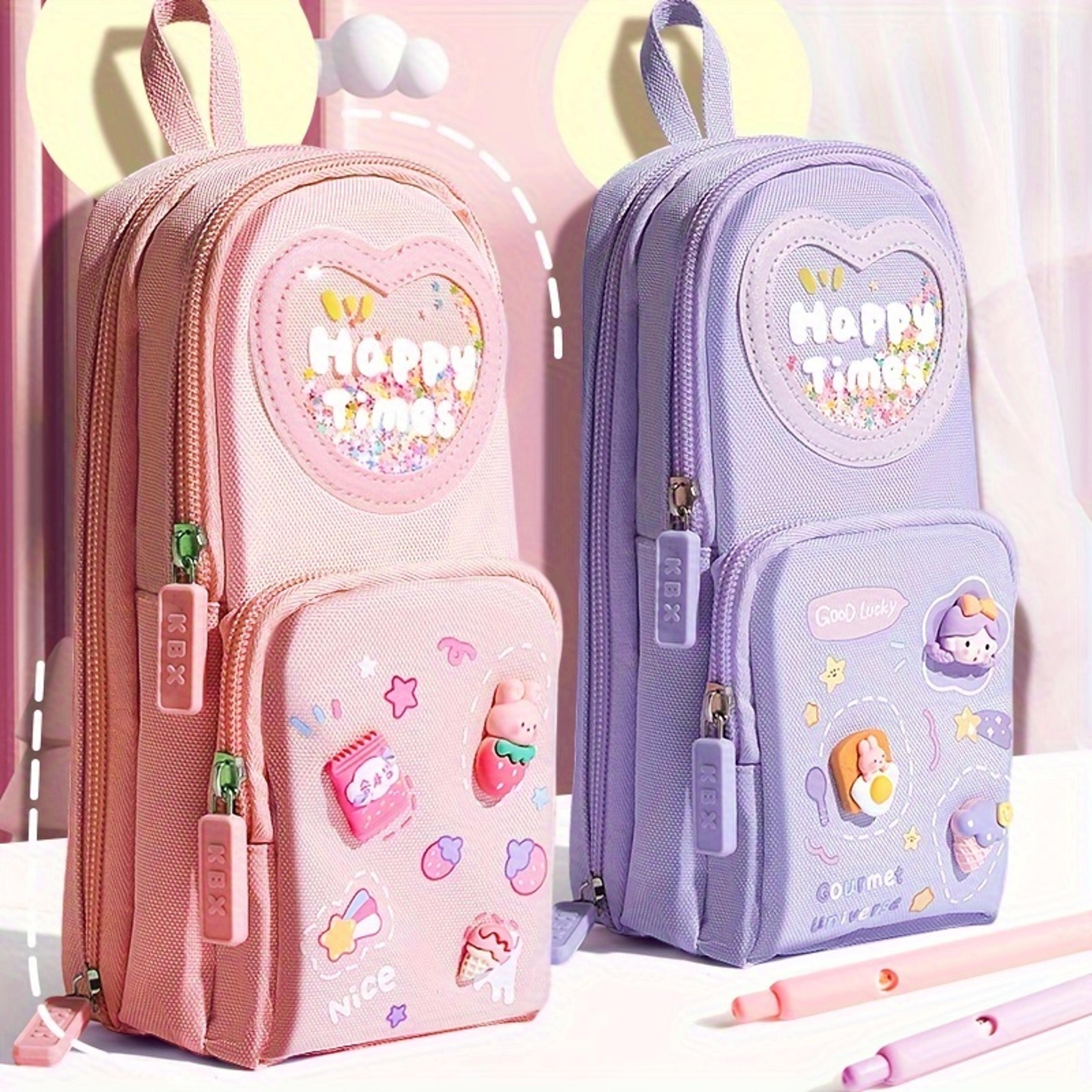 cute large capacity pencil case with multi compartment design kawaii stationery organizer