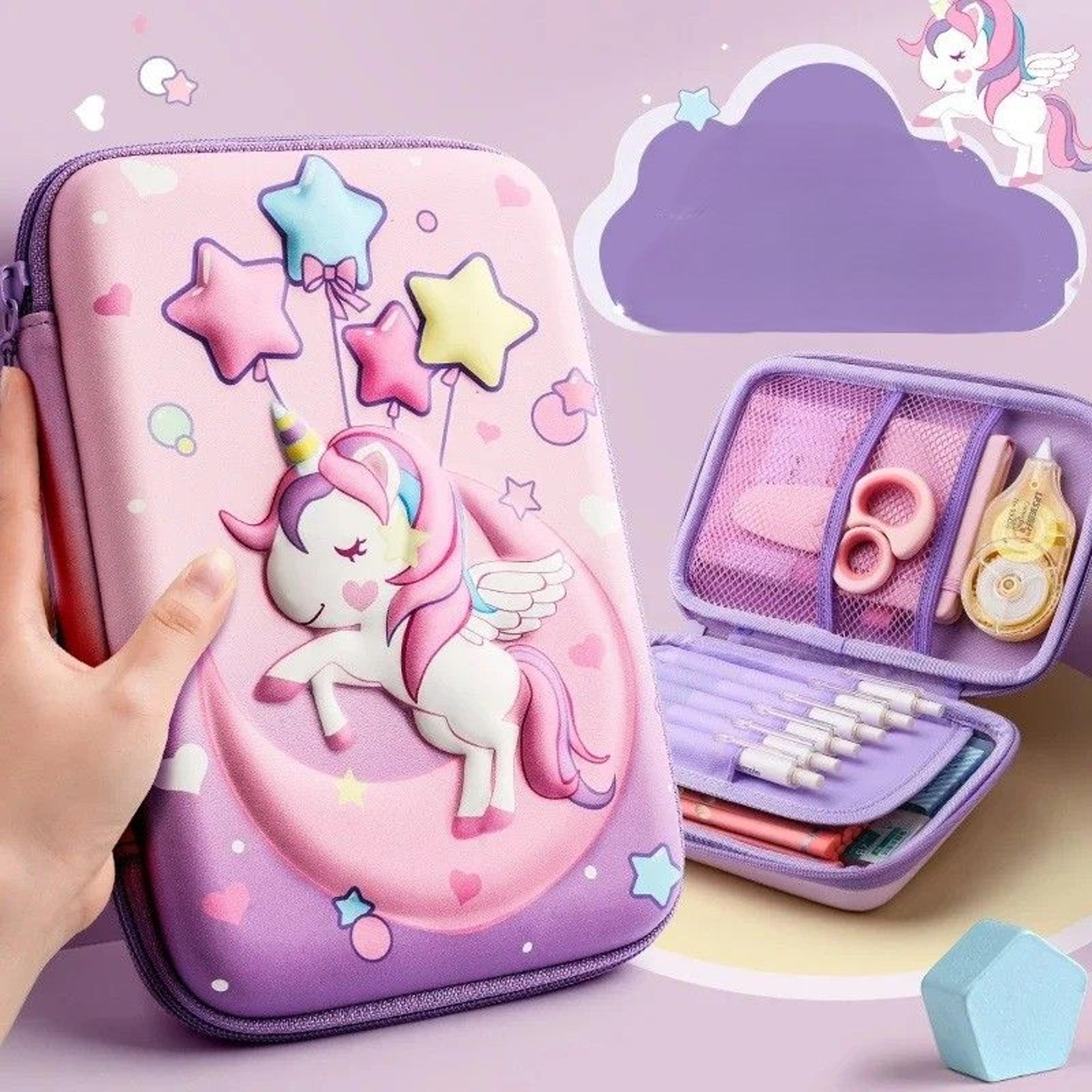 unicorn pencil case large capacity kids pencil box for school supplies