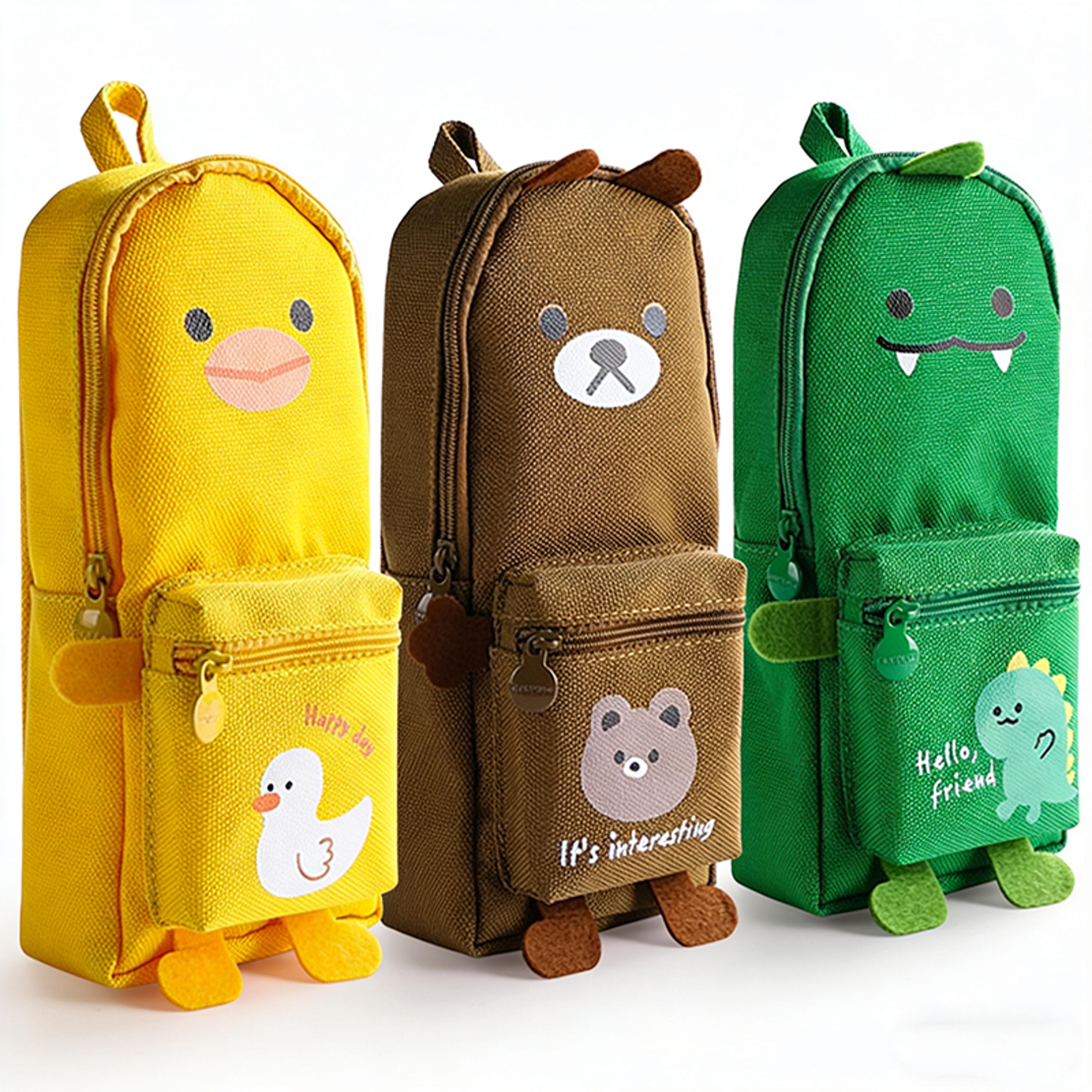 cute cartoon animal backpack pencil case for kids & students kawaii school pencil pouch