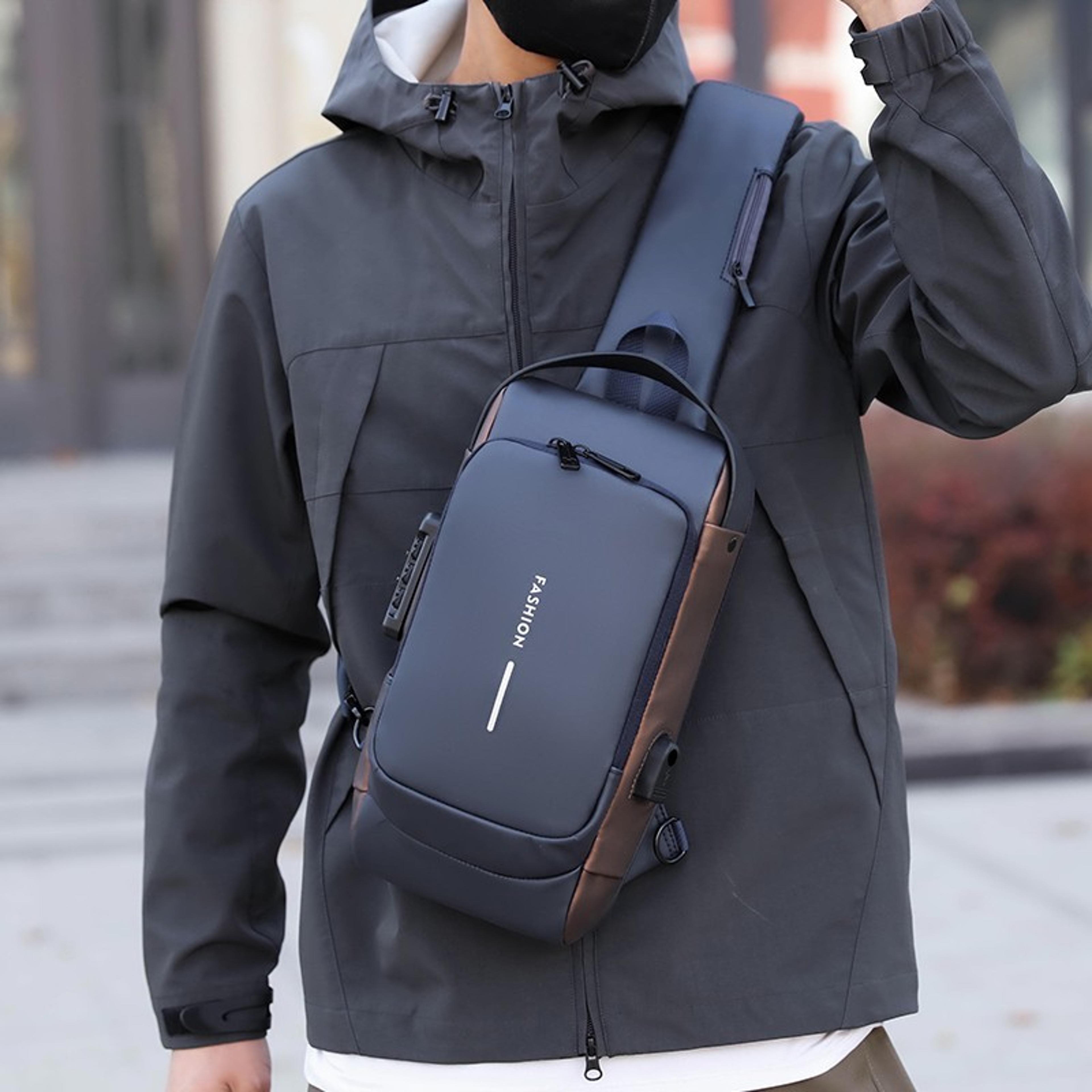 secure lock anti theft chest bag with usb charging port waterproof sling backpack for travel back to school backpack