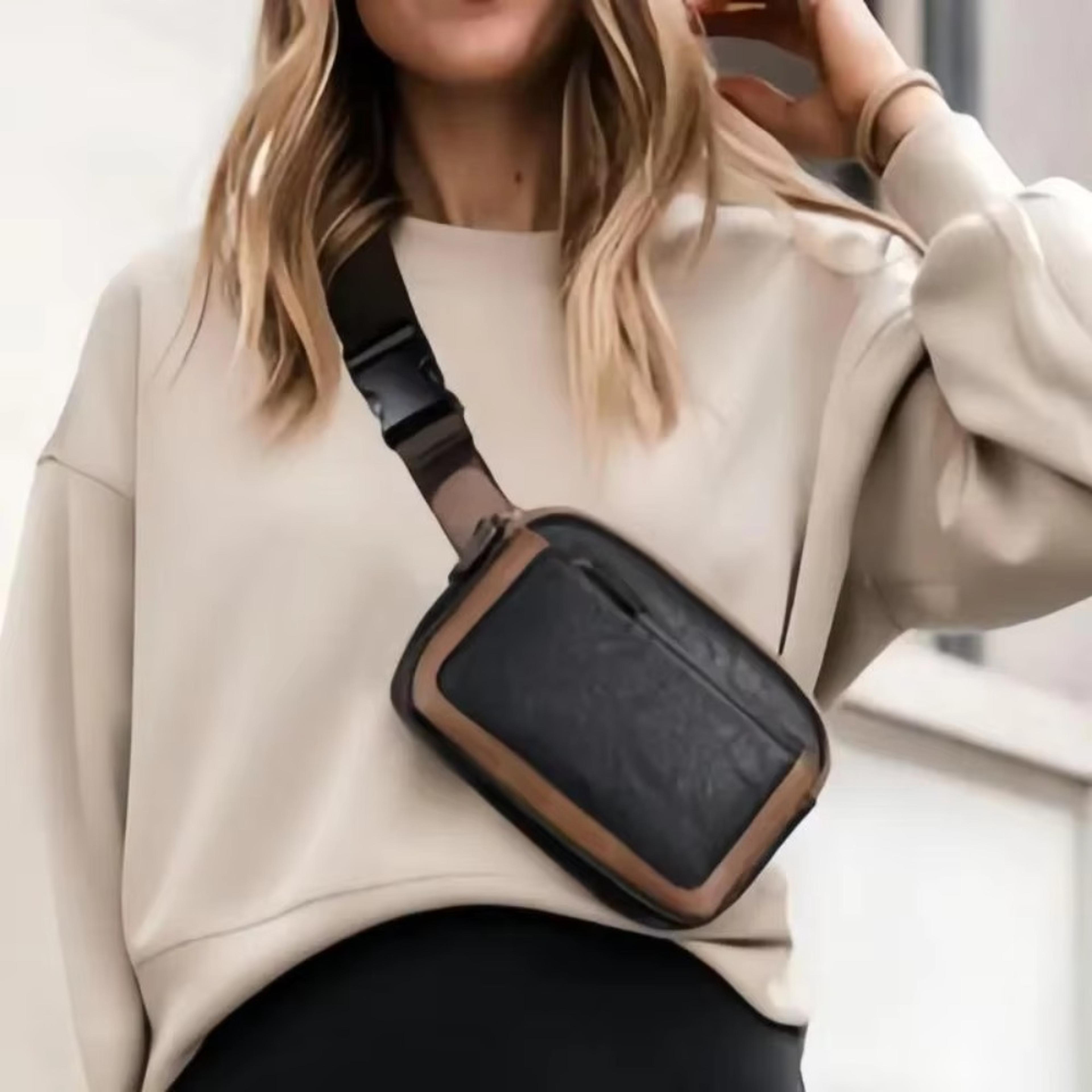 elegant pu leather belt bag for women, back to school backpack style crossbody waist bag with adjustable strap
