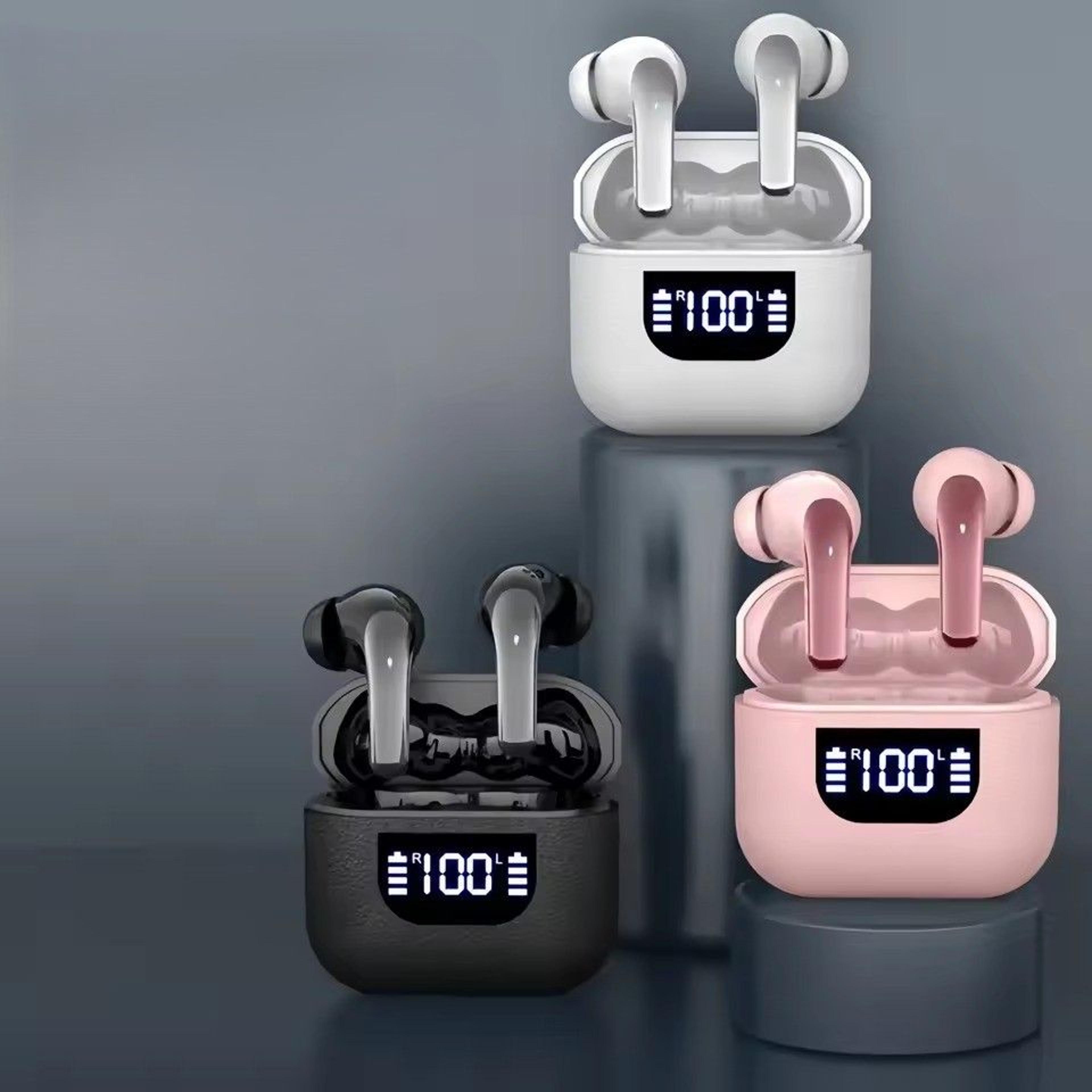 playback wireless earbuds with wireless charging case, bluetooth earbuds with hd mic