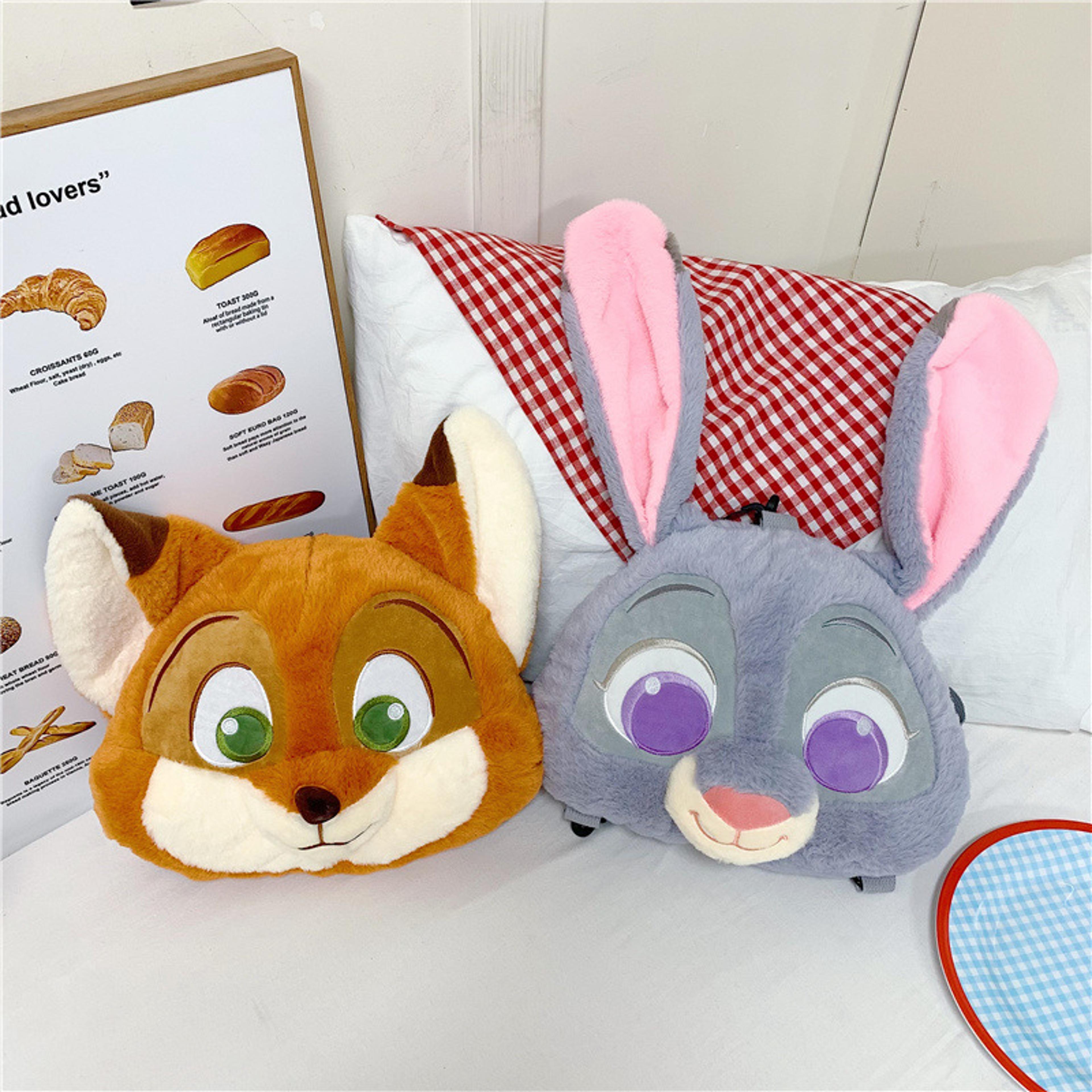 cute fox & bunny kawaii plush backpack, versatile fluffy animal sling bag for back to school backpack