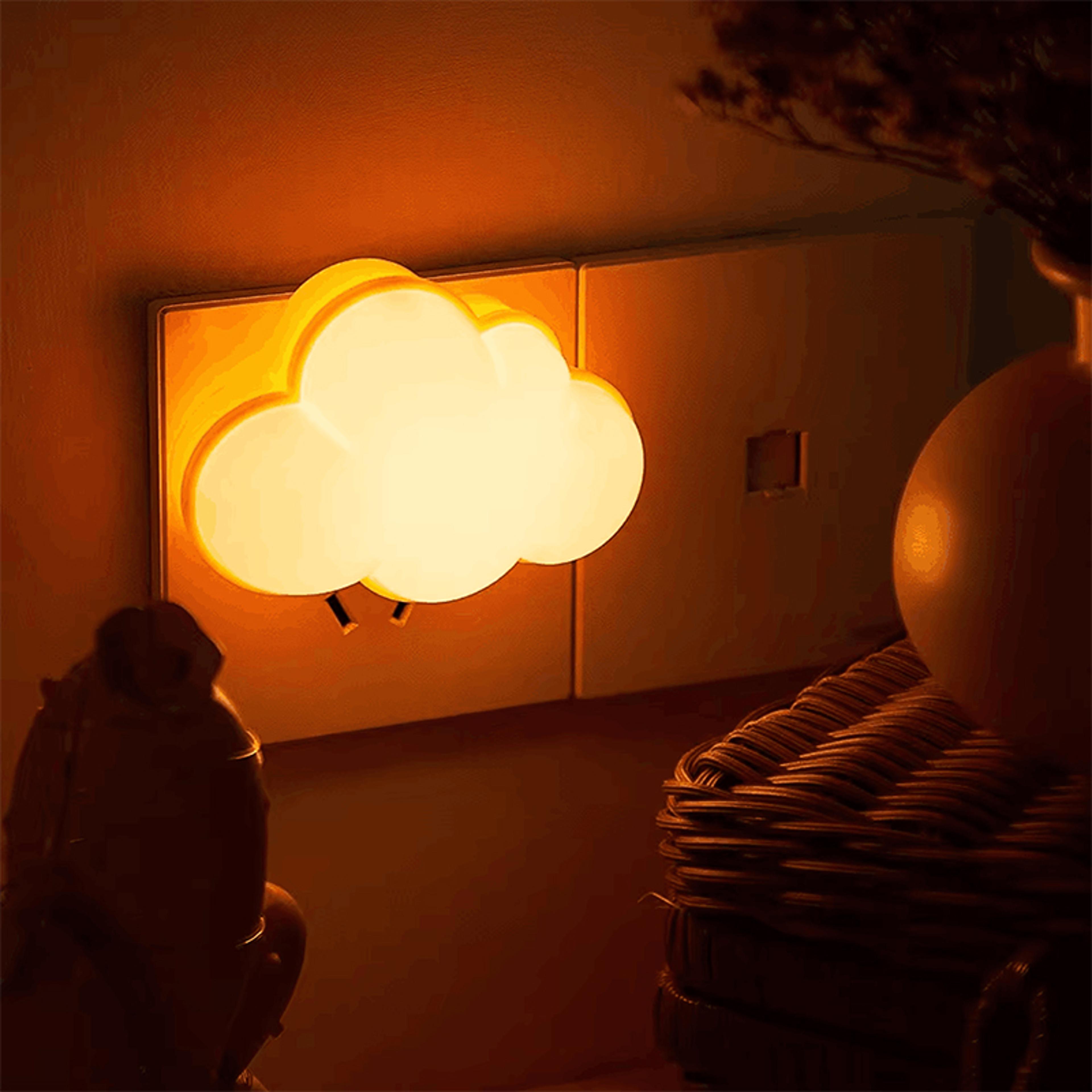 cloud motion sensor night light plug in led auto on off lamp for kids bedroom, hallway & stair